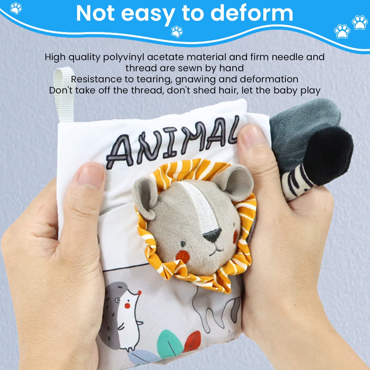 SNOWIE SOFT Baby Cloth Book for Early Learning featuring 3D Animal Tails | BPA‑Free Toy