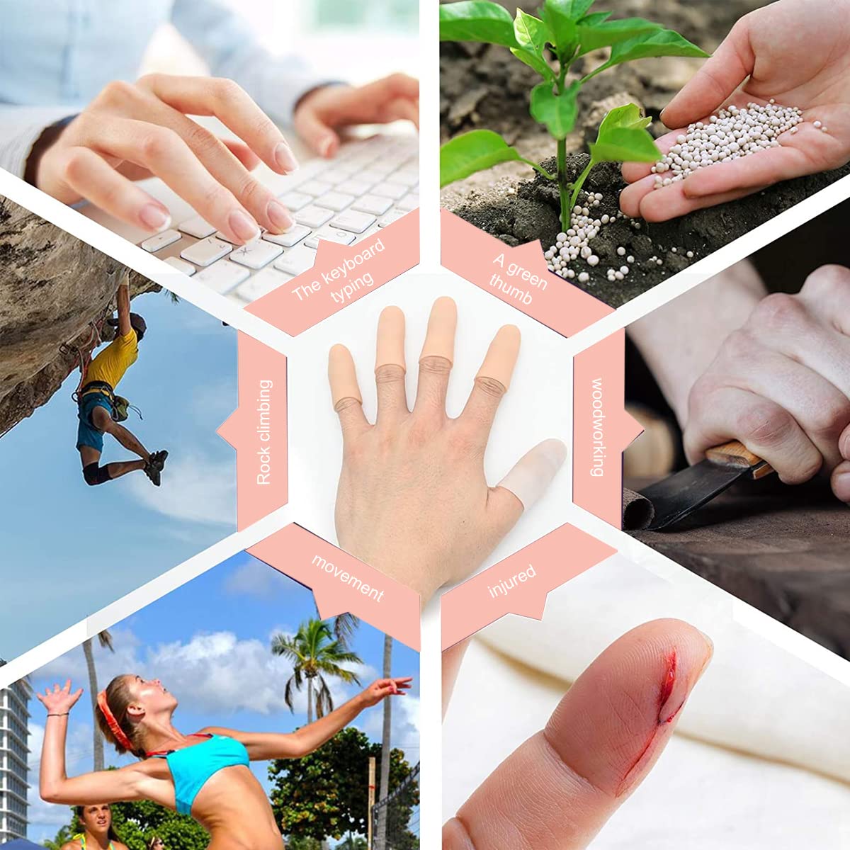 MAYCREATE Gel Finger Protector Gloves for Cracked or Arthritic Fingers with 10pcs Set | Soft Silicone Covers in White