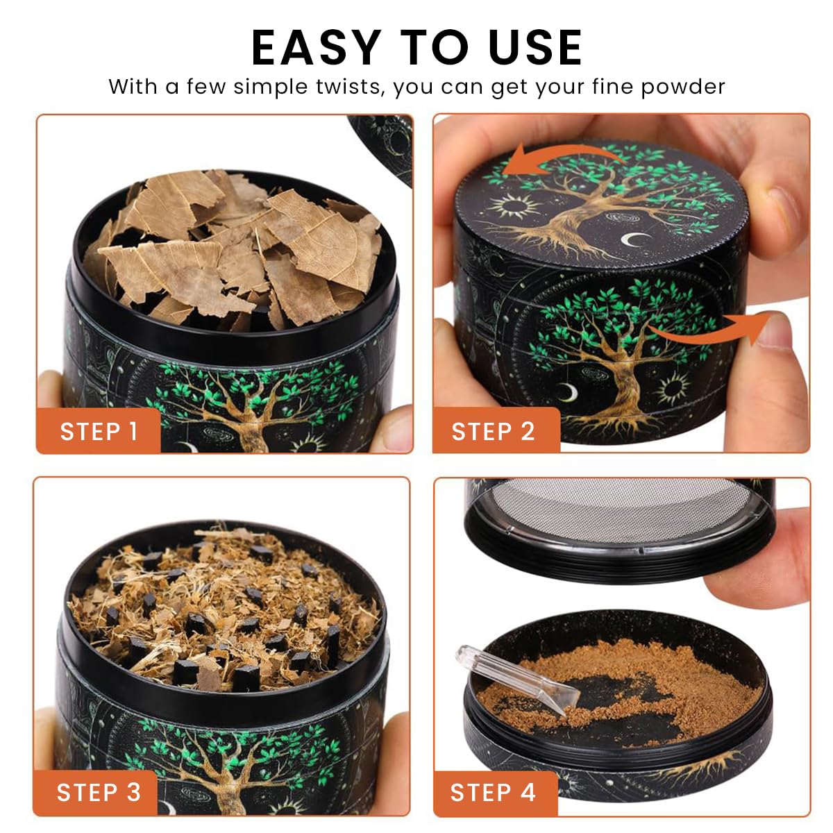 Supvox Herb Storage Grinder for Spices with Precision Teeth and 4 Layer Zinc Alloy Design