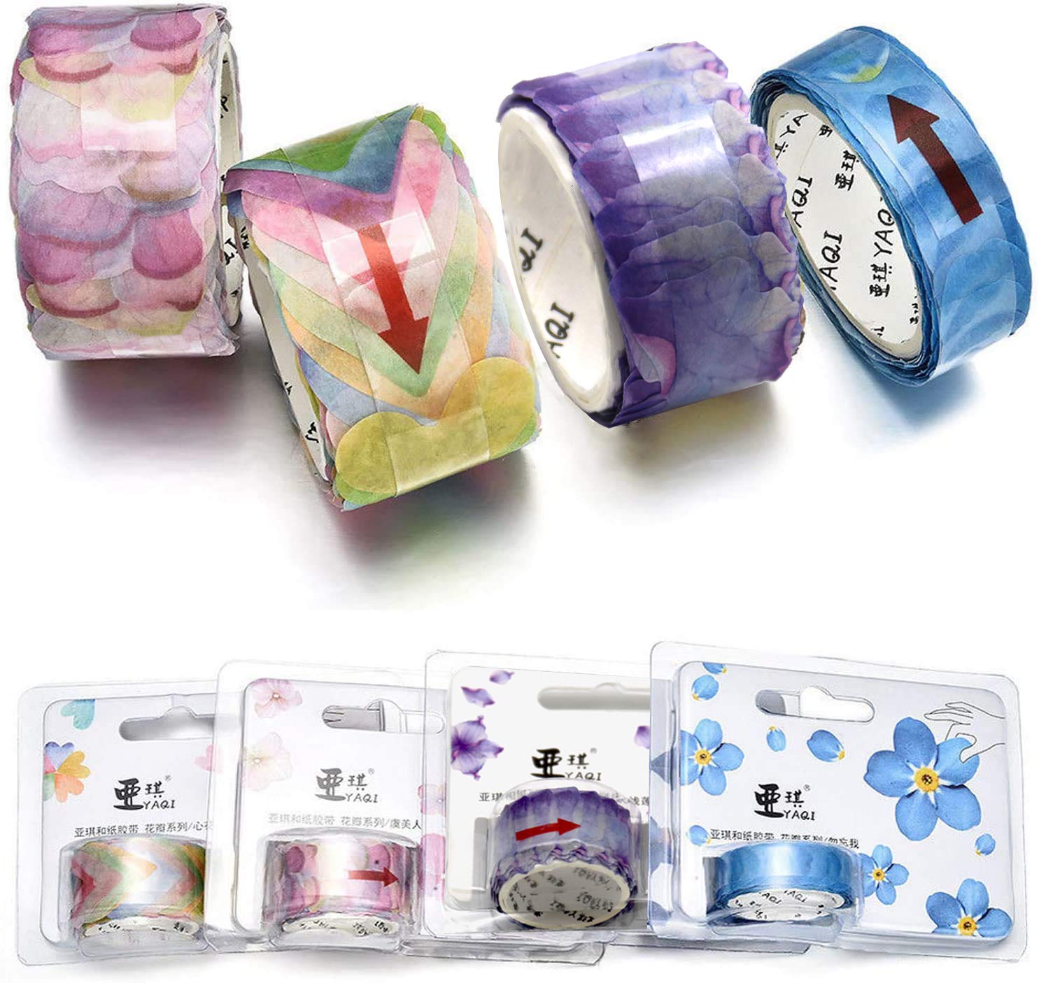 HASTHIP Washi Tape for Scrapbooking and Journals featuring 4 Rolls with 200 Petals Each | Purple
