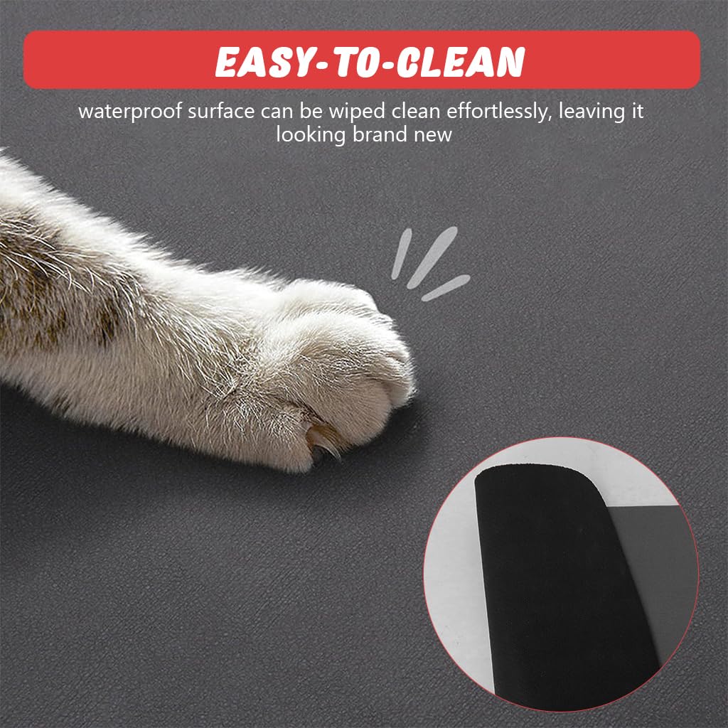 Qpets Cat Dog Food Mat 50x30cm for Feeding Areas with Quick-Dry Diatom Surface | Non-Slip Black Floor Protection