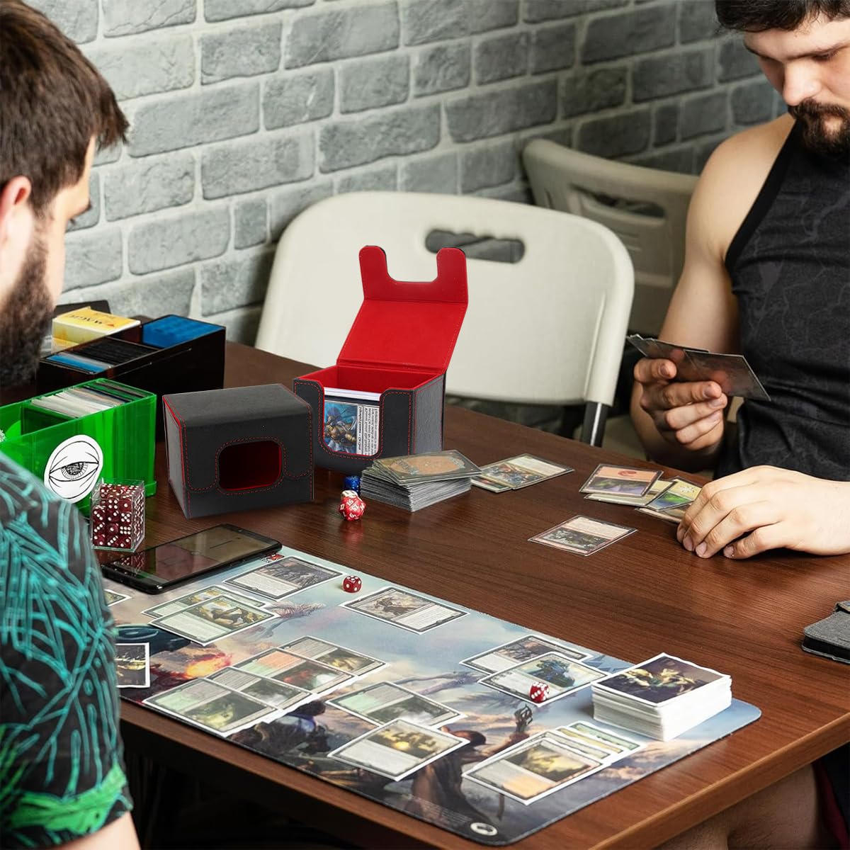 PATPAT Cards Organizer Box for Casino and Tabletop Games with Magnetic Closure | PU Hard Shell 104x85x80mm Storage Holder