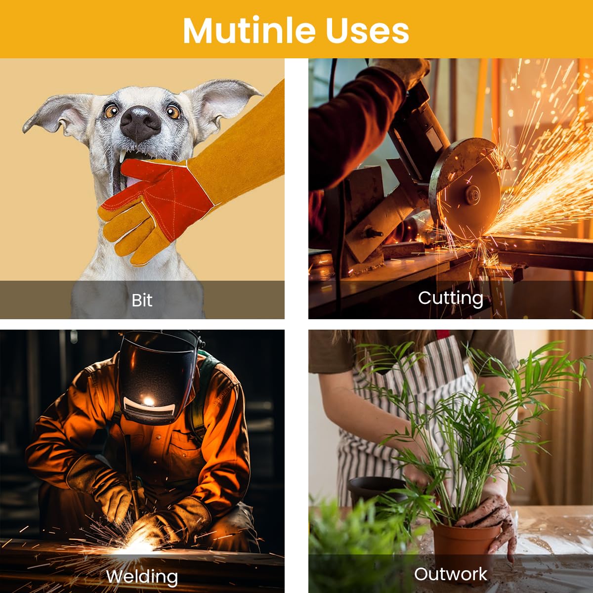 Serplex Welding Gloves for Heavy Tasks featuring 15.7 in Extended Arm Protection & Textured Grip