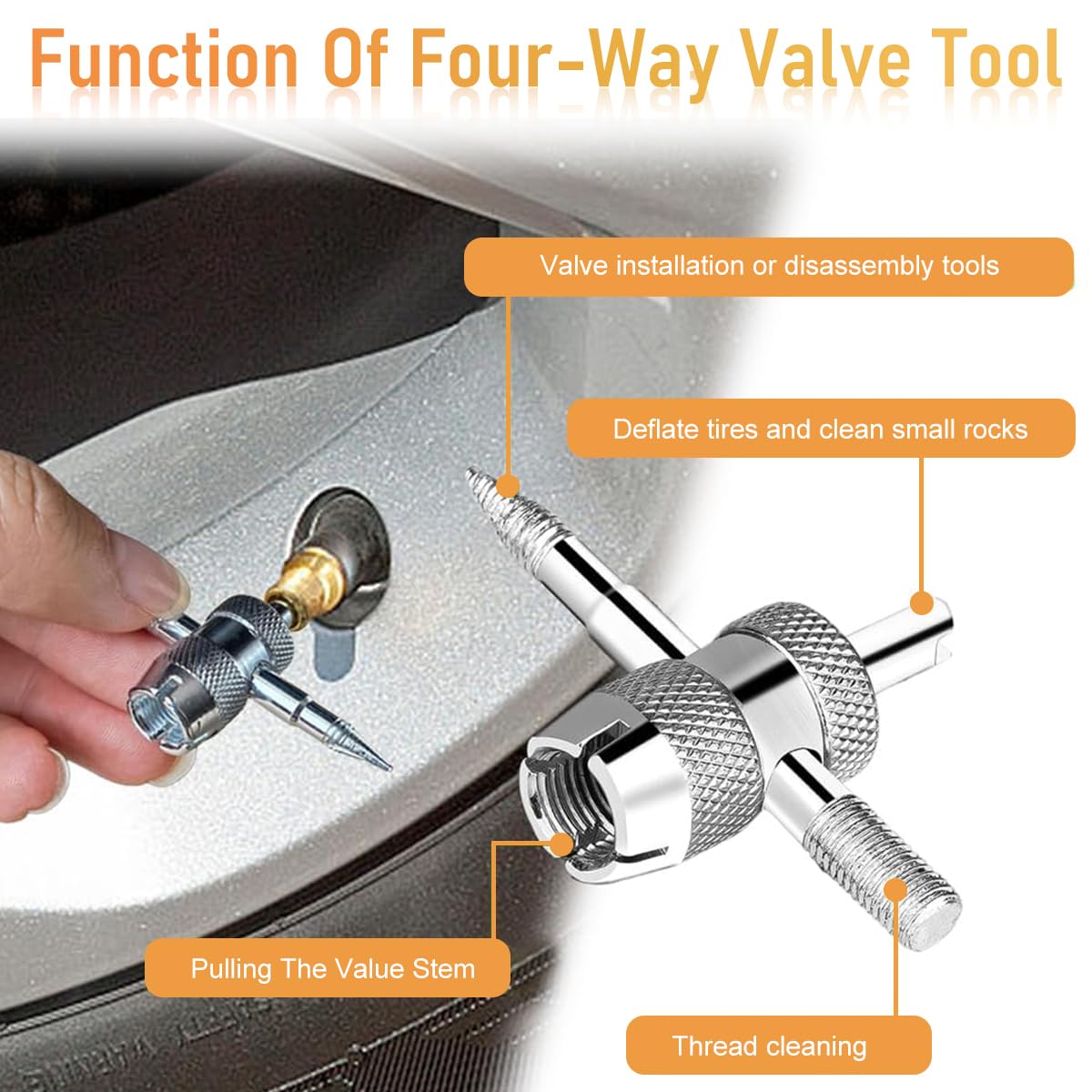 STHIRA® Tyre Valve Core Repair Tool Kit Set of 44Pcs Presta Valve Core Repair Tool Kit Includes 4 Valve Remover Assembly Tools, 20 Pieces Valve Core, 20 Pieces Tyre Valve Caps for Car Tyre, Bike Tyre