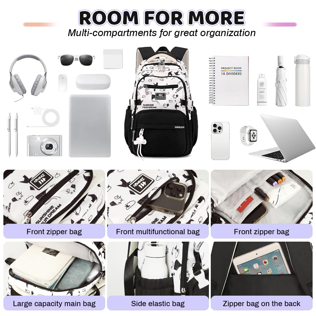 PALAY School Backpack for Teen Girls with 15 inch Laptop Compartment and Trolley Strap | Polyester Bag for Travel