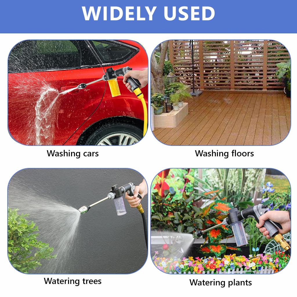 ASTHIP Pressure Water Gun for Car Washing with 3 Spray Modes and Built-in Foam Bottle | Adjustable Nozzle for Vehicle Cleaning and Garden Watering