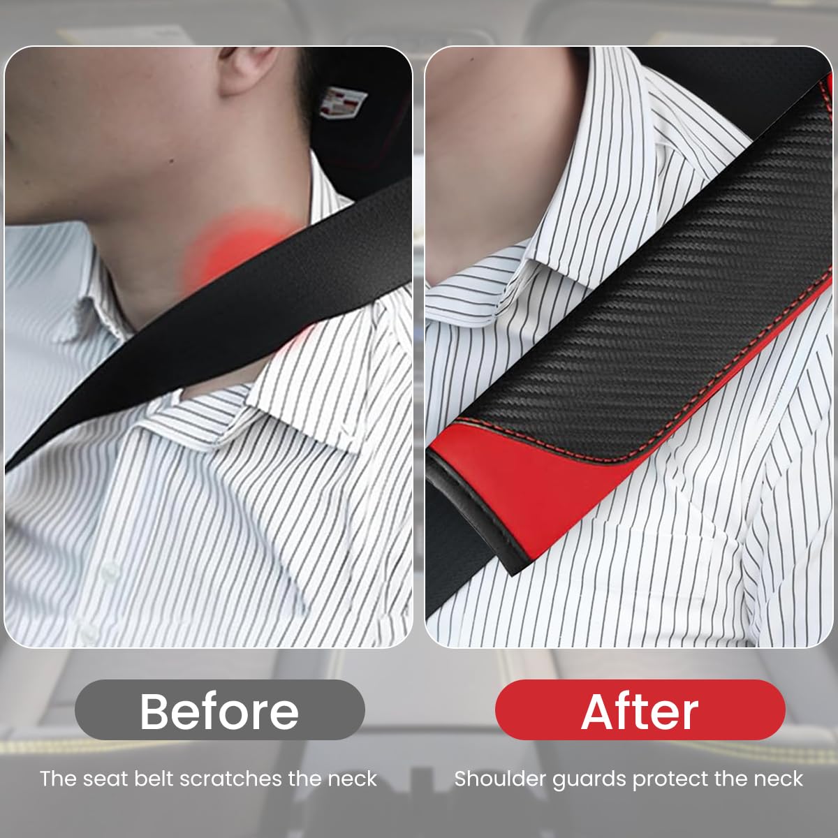 STHIRA Seat Belt Pad for Neck and Shoulder Protection with Foam Layer PU Leather 6cm x 23cm | Universal Comfort for Car and Bag Straps