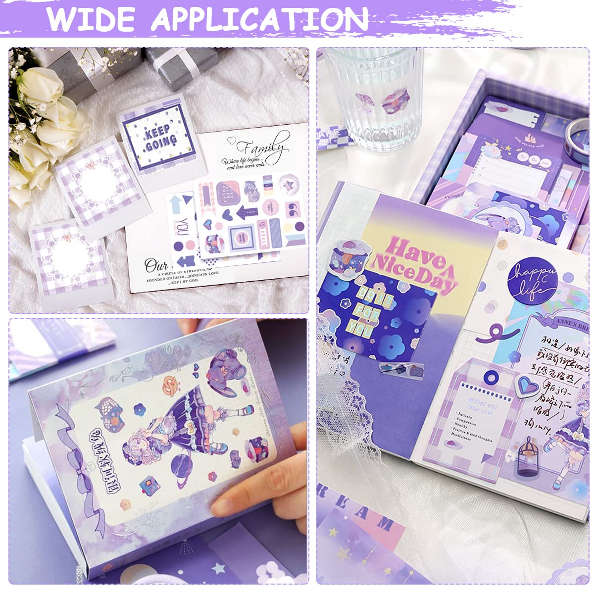 Optifit Anime Scrapbook Stickers Pack for Journaling and DIY Planners | Black Aesthetic