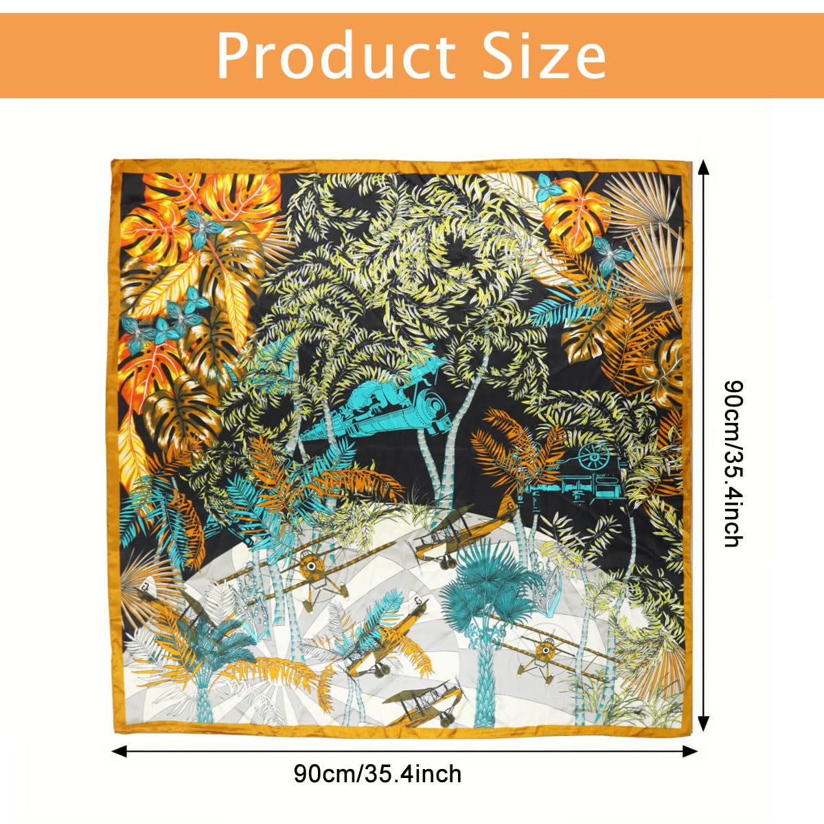 SANNIDHI Silk Scarf for Women featuring Elegant Floral Design and Black 35 in Square Style