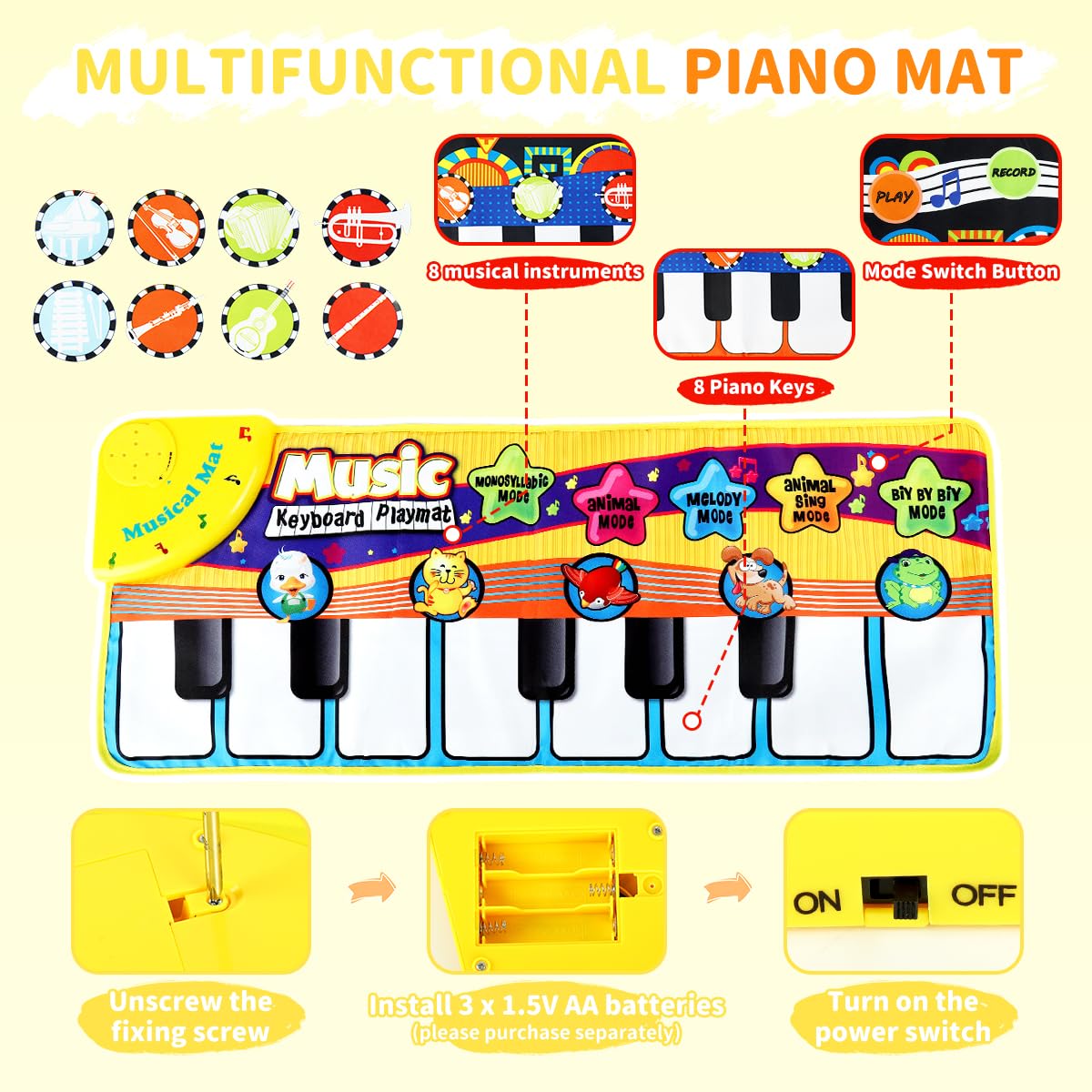 PATPAT Children’s Piano Mat for Fun Early Music Play and Learning Activities | Quality Design