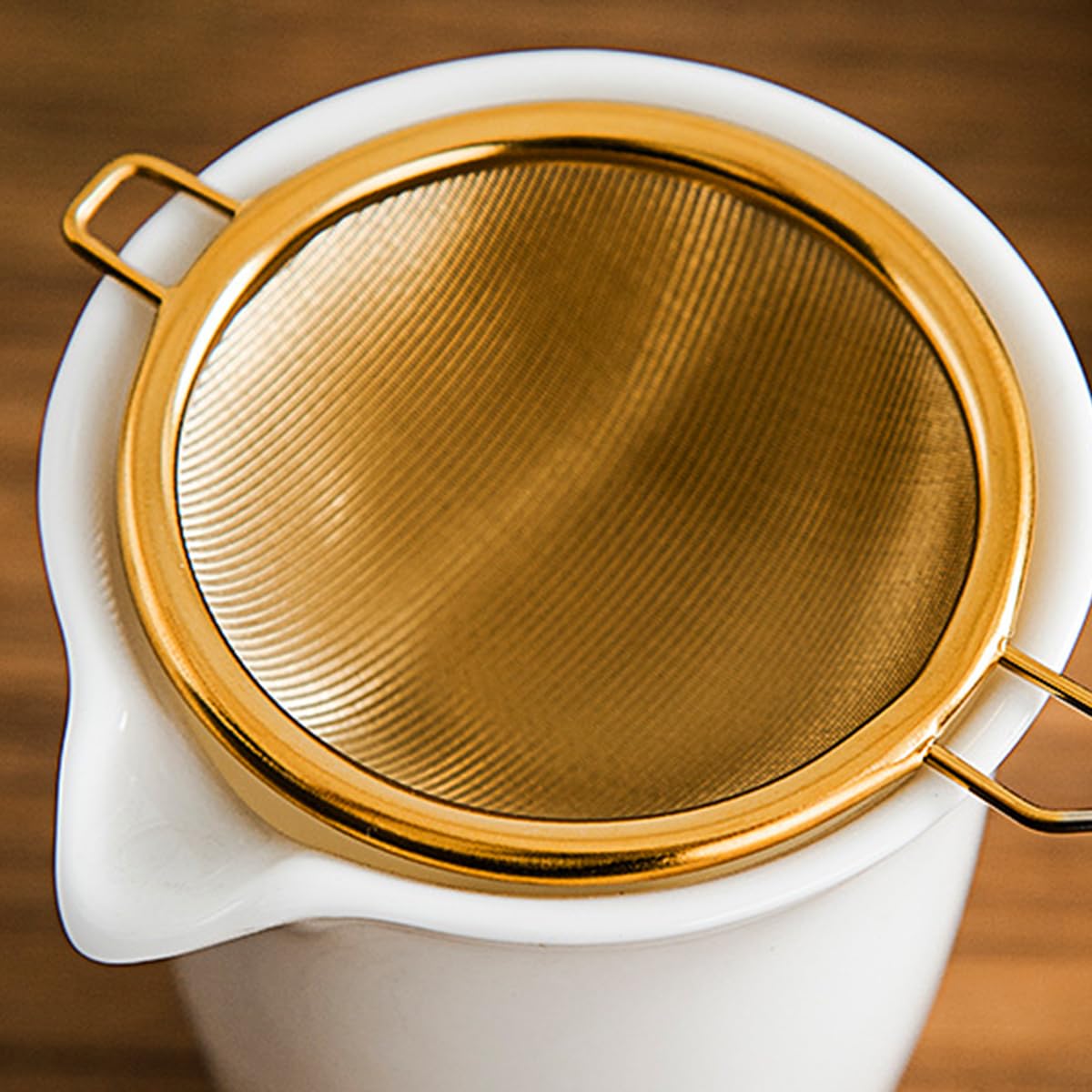 Supvox Mesh Strainer for Loose Tea and Kitchen Use featuring Wooden Handle and 6.57 in Fine Stainless Steel Mesh