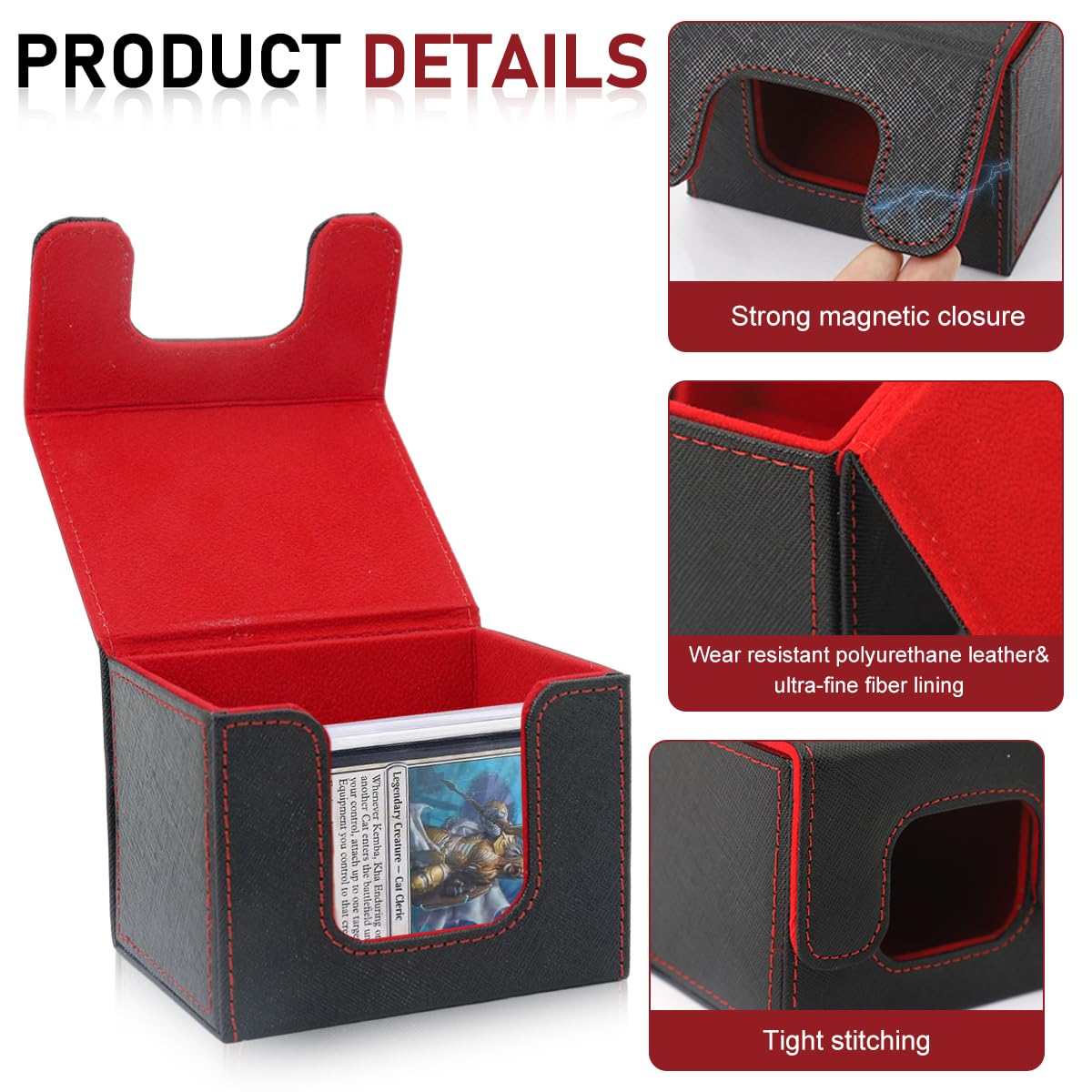 PATPAT Cards Organizer Box for Casino and Tabletop Games with Magnetic Closure | PU Hard Shell 104x85x80mm Storage Holder