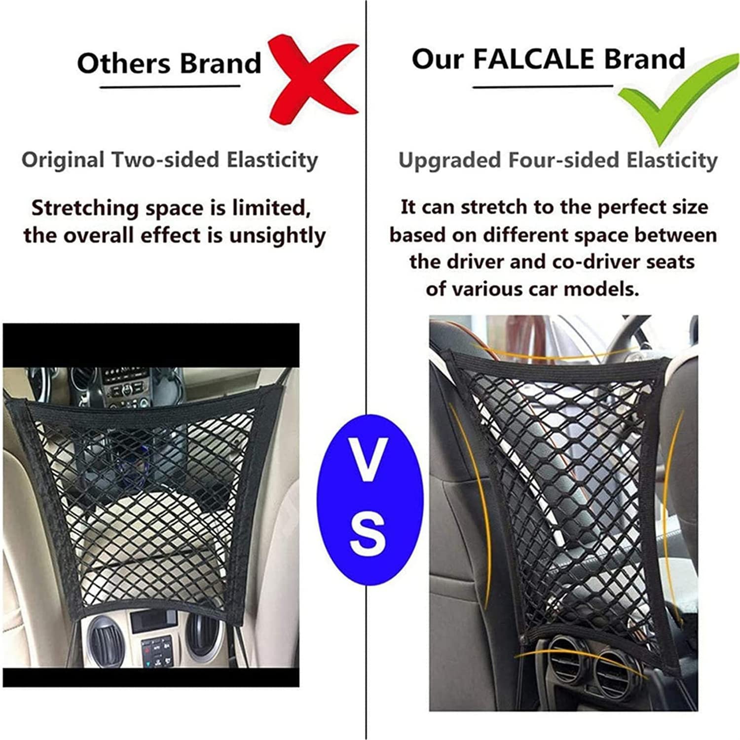 STHIRA Car Mesh Organizer for Seat Back Storage with Braided Elastic Net 30×25cm | Easy Buckle Installation