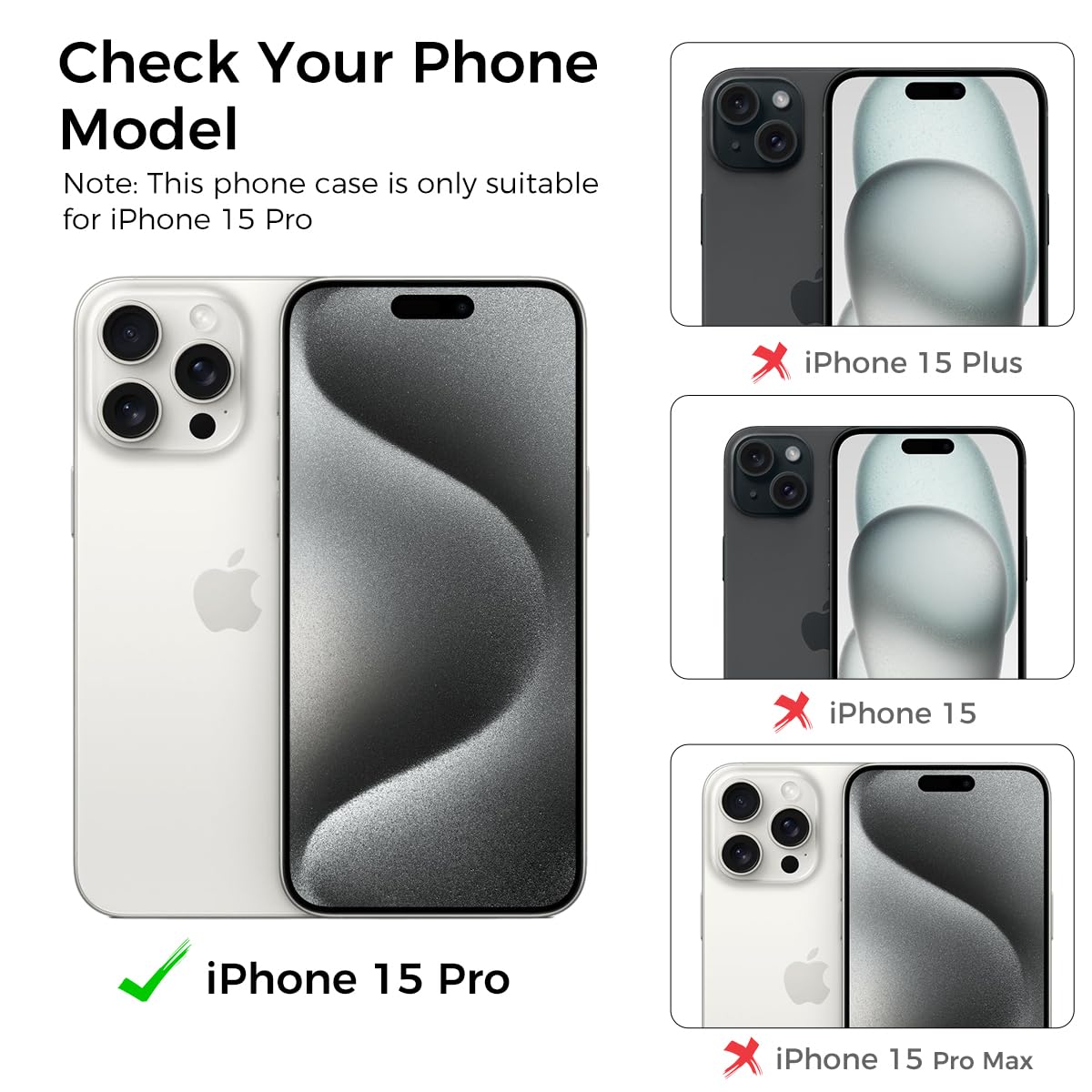 ZORBES Phone Case for iPhone 15 Pro with 2 Card Holder featuring 2mm Lens Protector | Clear TPU Protective Cover