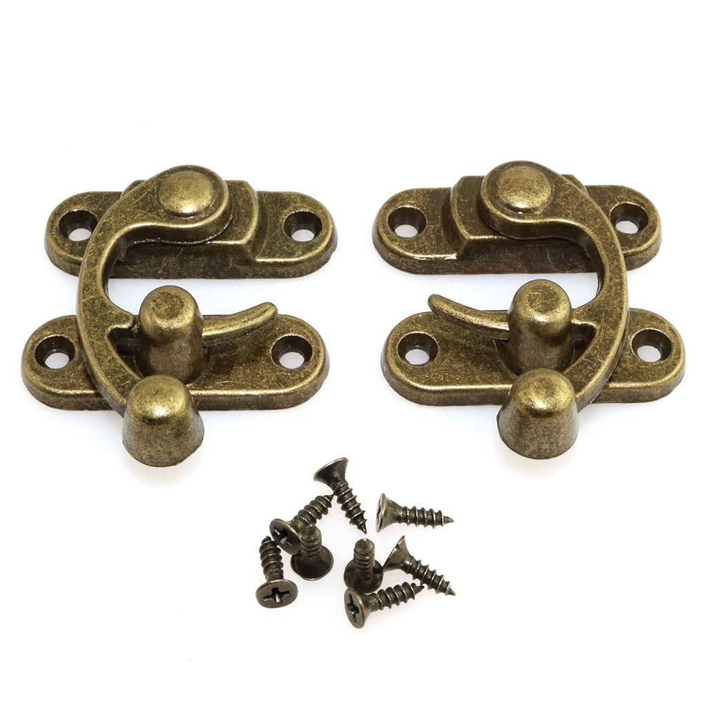 HASTHIP® 2Pcs Jewelry Box Lock Metal Hasp Lock for Wooden Box Retro Iron Hasp Locks with Screws Vintage Jewelry Box Hasp Lock Decorative Hasp Lock DIY Wooden Craft