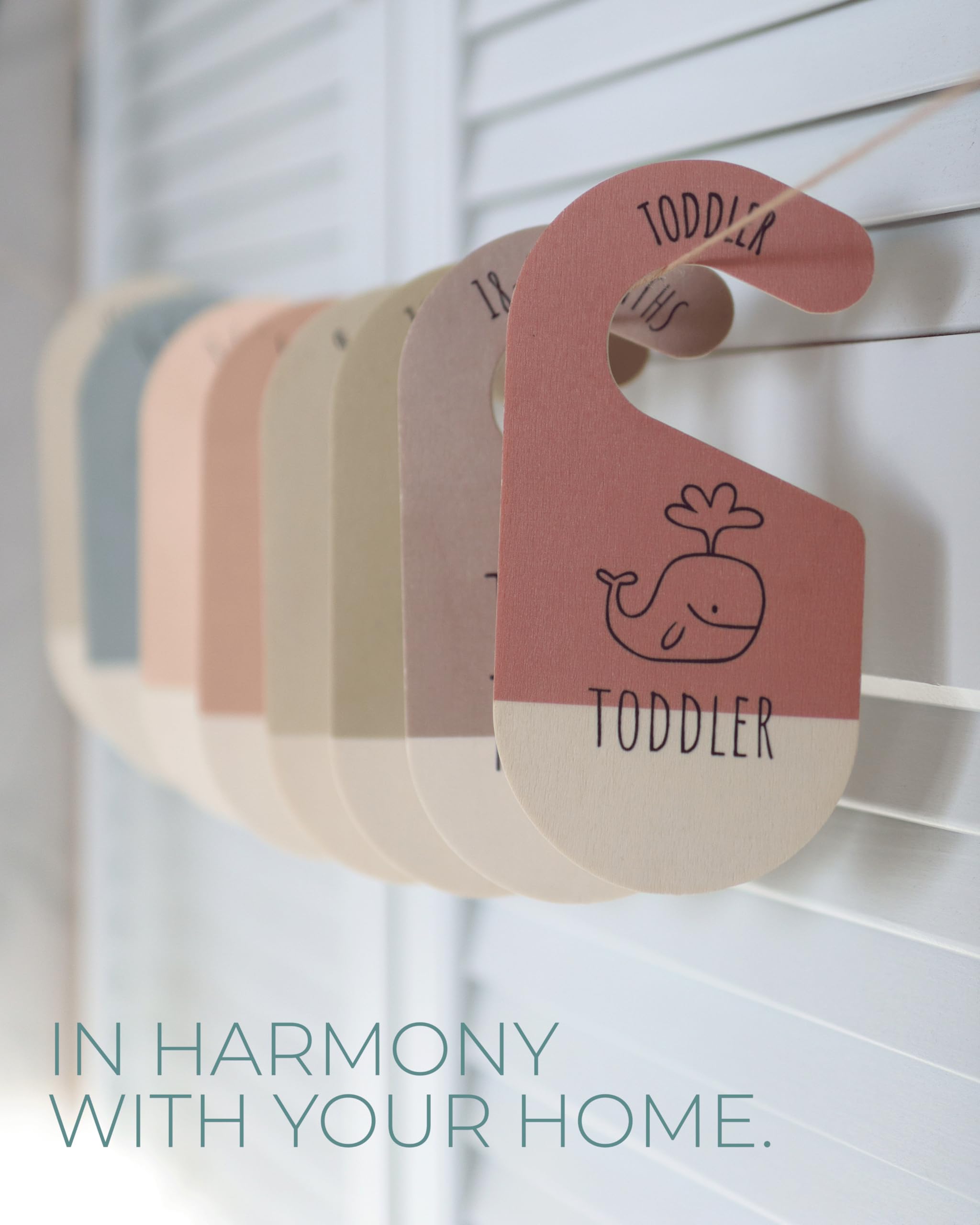 SNOWIE SOFT Baby Closet Dividers for Nursery Organization featuring Smooth Wooden Cartoon Design | 8pcs Hanging Size Markers for Newborn to 24 Months