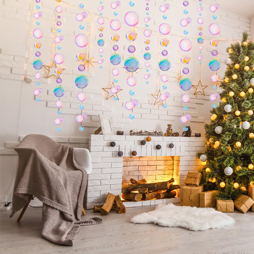 HASTHIP Stringed Beading Decorations for Room and Party featuring 72 in PVC Bubbles | 4pcs Mixed Color Hanging Set