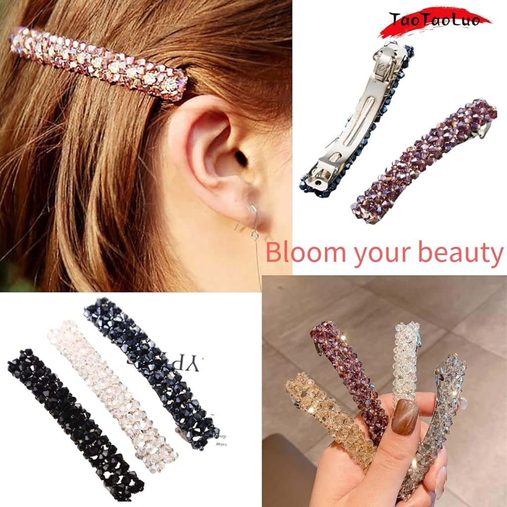 ZIBUYU Hair Pins for Women featuring 8.5 cm French Barrette Clips with Crystal Beads | 6Pcs Gift Set
