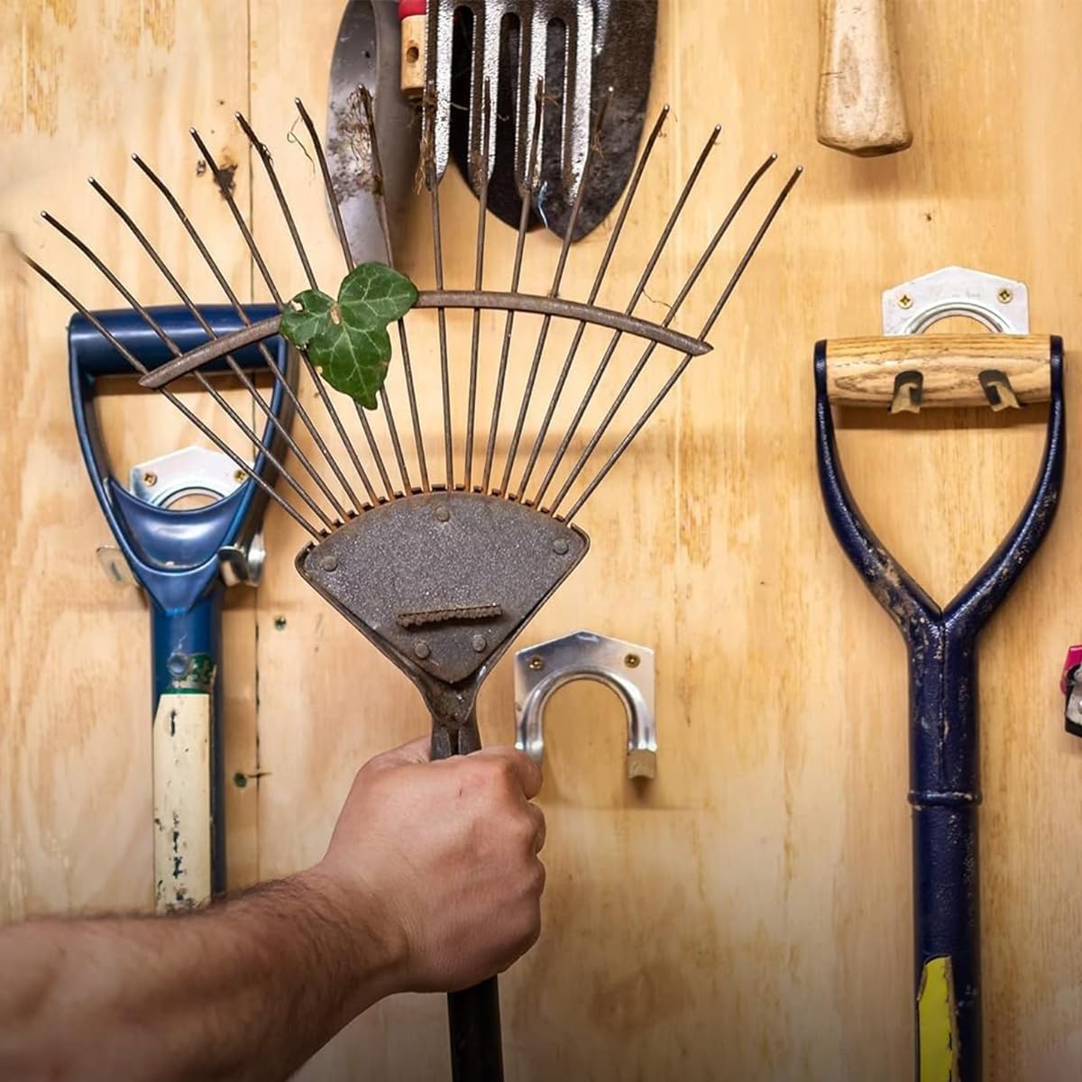 Serplex Wall Hooks for Garage and Kitchen with Dual Hook Design and 10Pcs Metal Set | Includes Screws and Anchors