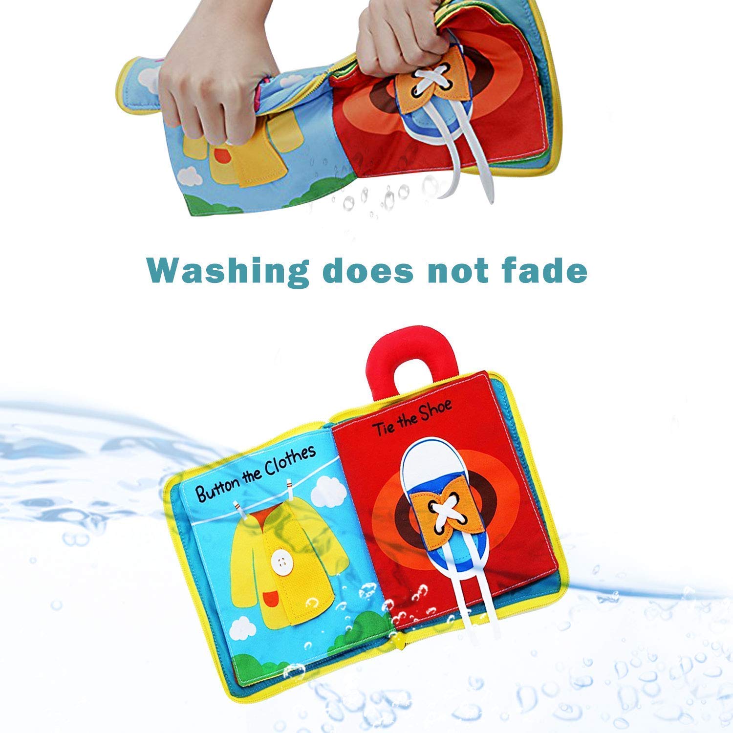 PATPAT Cloth Book for Babies with 24×17 cm Washable Design featuring Shoelace & Zipper Learning | Soft Polyester Baby Toy Gift