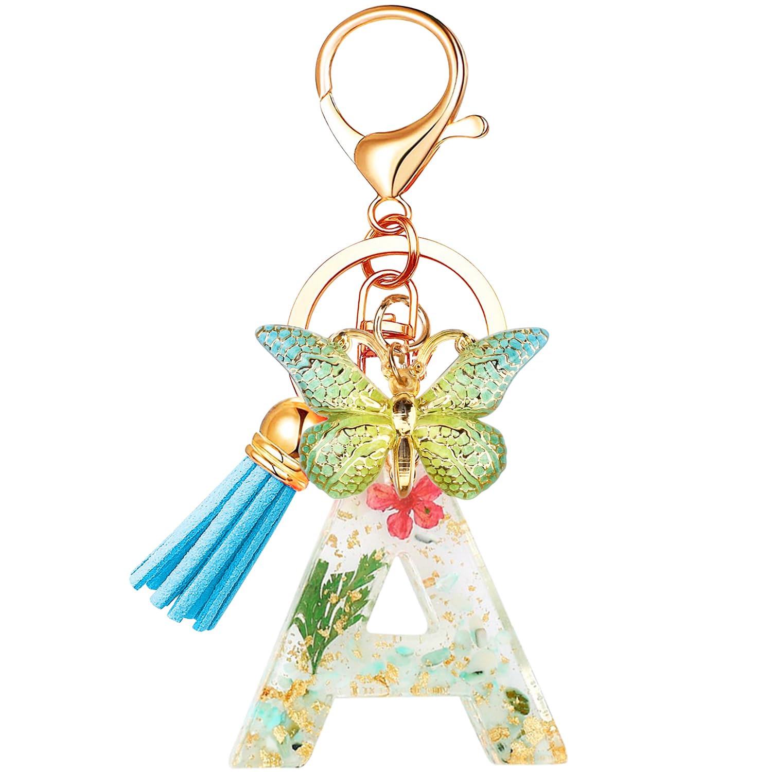 ZIBUYU® Initial Letter Keychains with Butterfly Tassel
