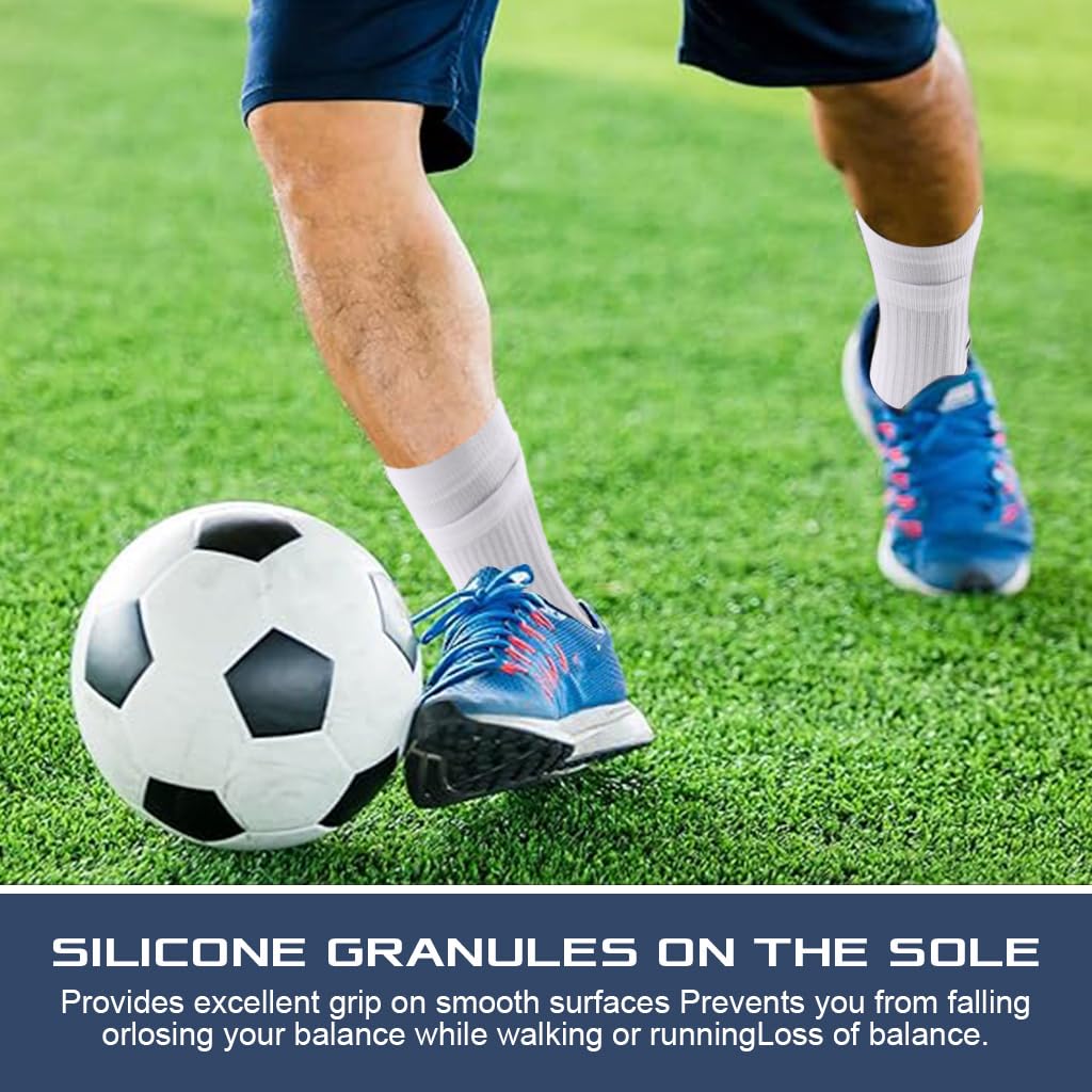 PROBEROS Football Socks for Soccer and Running with Rubber Anti Slip Grip | Breathable Compression Fit