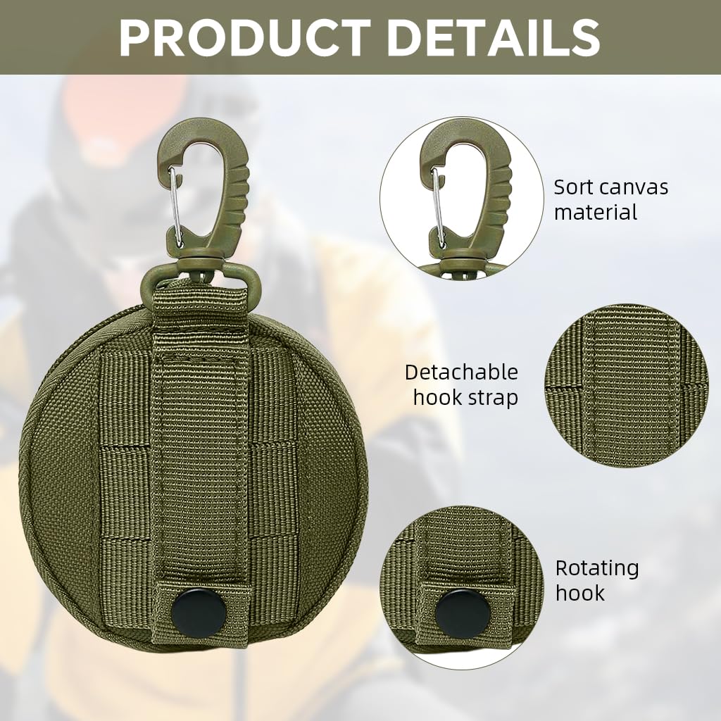 ZIBUYU Zipper Pouch Bag with Quick Connect Clasp in Oxford Cloth for Coins and Keys | 2PCS