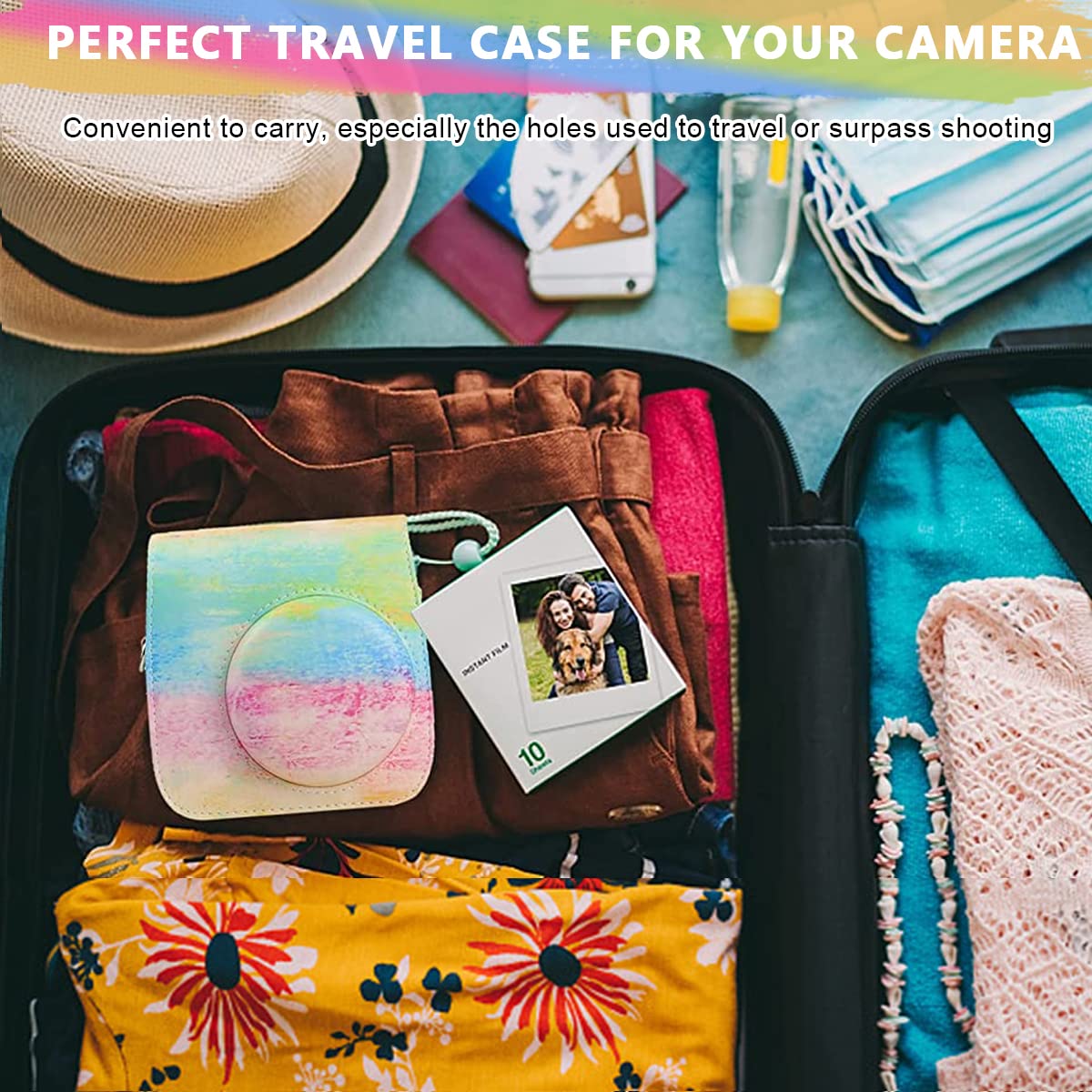 Zeitel Mini 11 Camera Case for Fujifilm Instant Film with Detachable Top Cover | PU Leather Bag with Adjustable Shoulder Strap