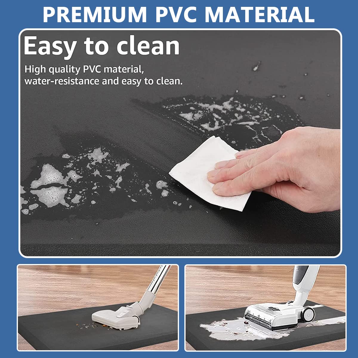 HASTHIP Kitchen Mats for Floor featuring Anti Slip Texture and Ergonomic Support 17 x 28 in Black