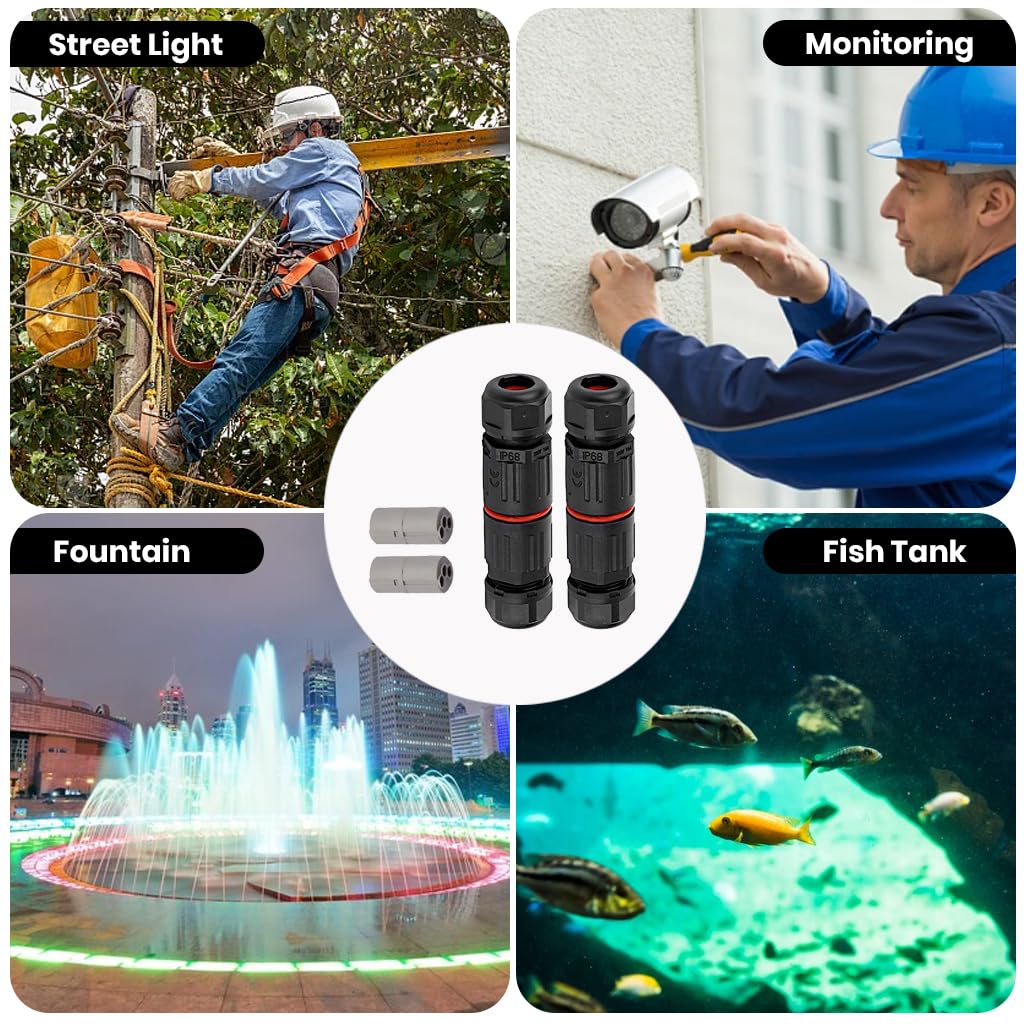 Serplex Electrical 3 Pin Plug Connector for Indoor and Outdoor Use with Flame Retardant Nylon and Brass | Easy Push In Terminal Block 4PCS