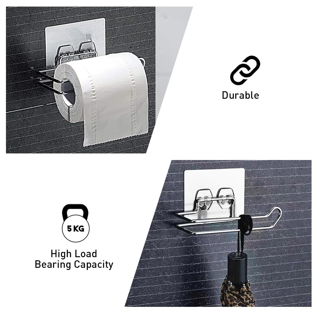ZIBUYU Tissue Paper Holder for Bathroom and Kitchen with Self Adhesive Mount | 7 in Stainless Steel Rack