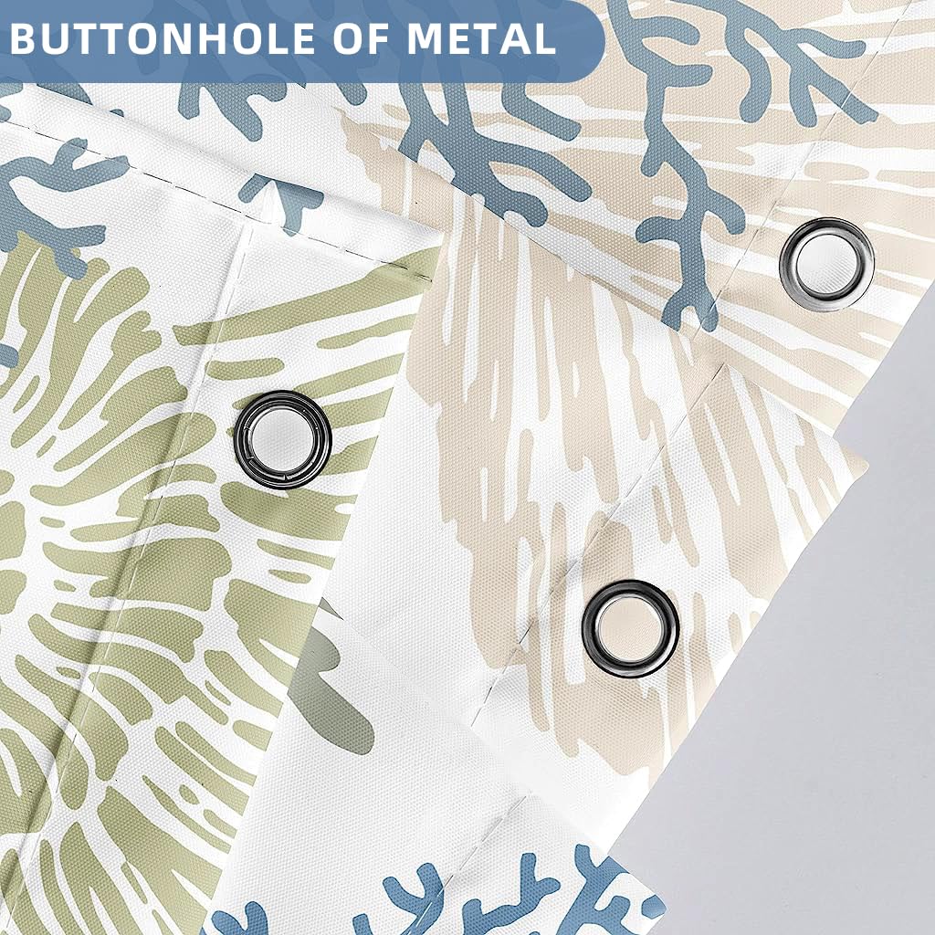 HASTHIP Shower Curtain for Bathroom 180×180 cm with Weighted Hem and 12 Hooks | Ocean Coral Design