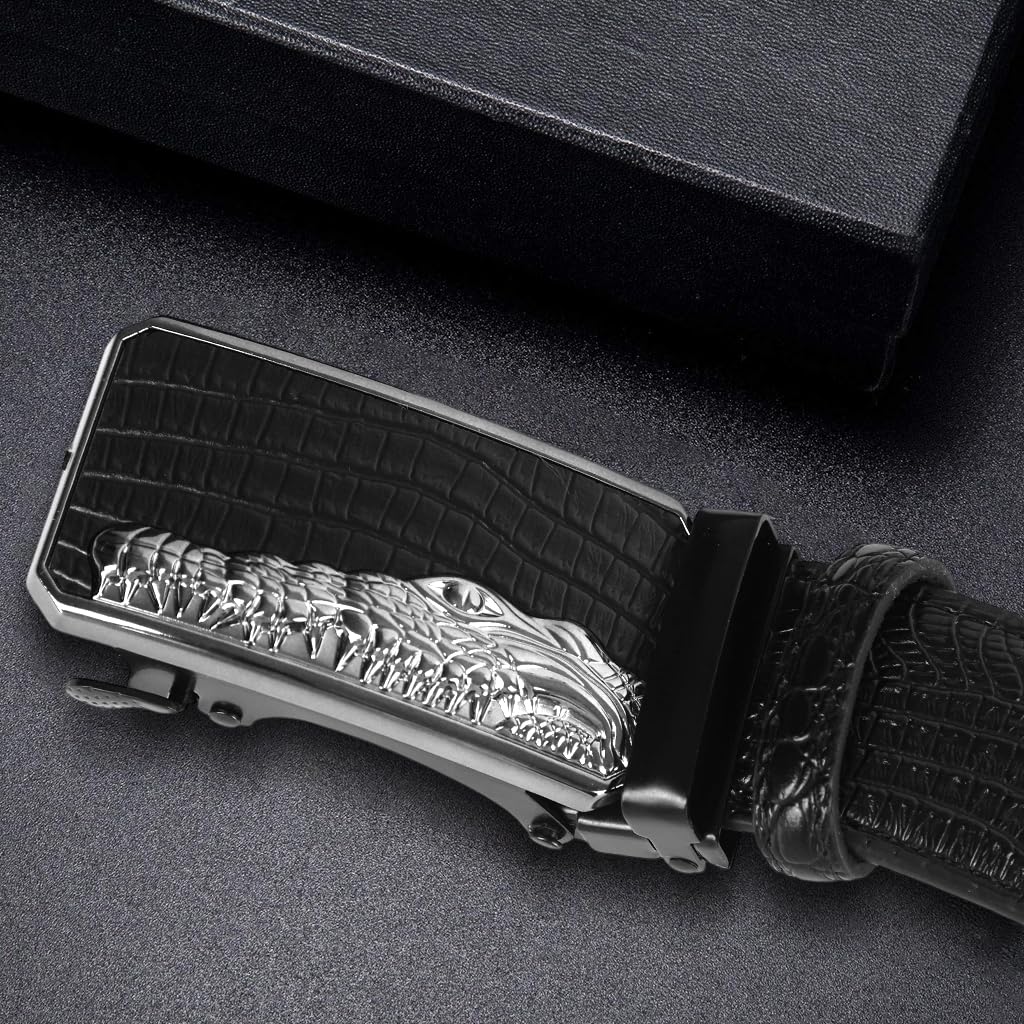 GUSTAVE Belts for Men with Auto Lock Click Buckle featuring 120cm Adjustable Fit and PU Leather Style