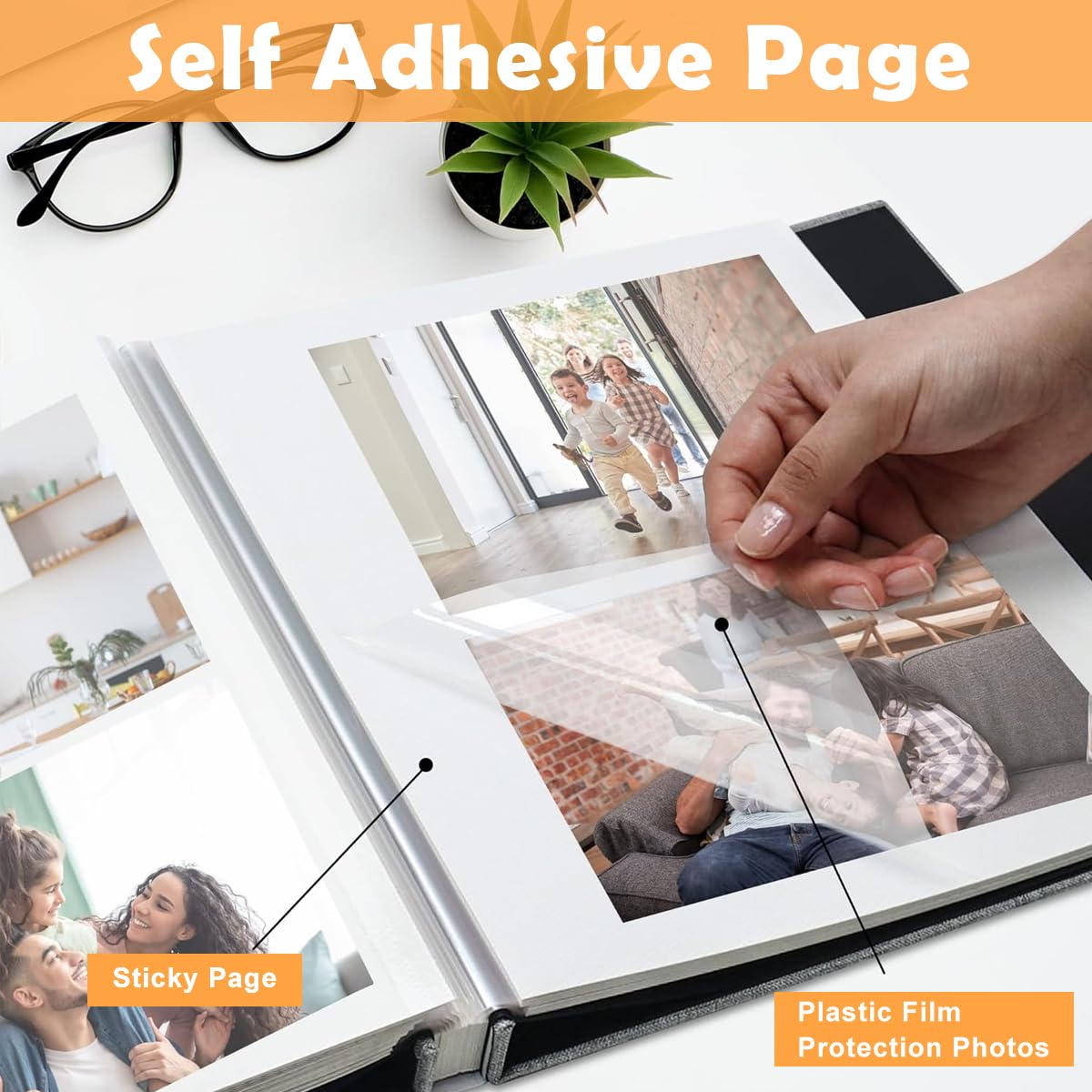 HASTHIP Photo Album for 4x6 5x7 8x10 Pictures with 20 Sheets Linen Cover | Self Adhesive Scrapbook