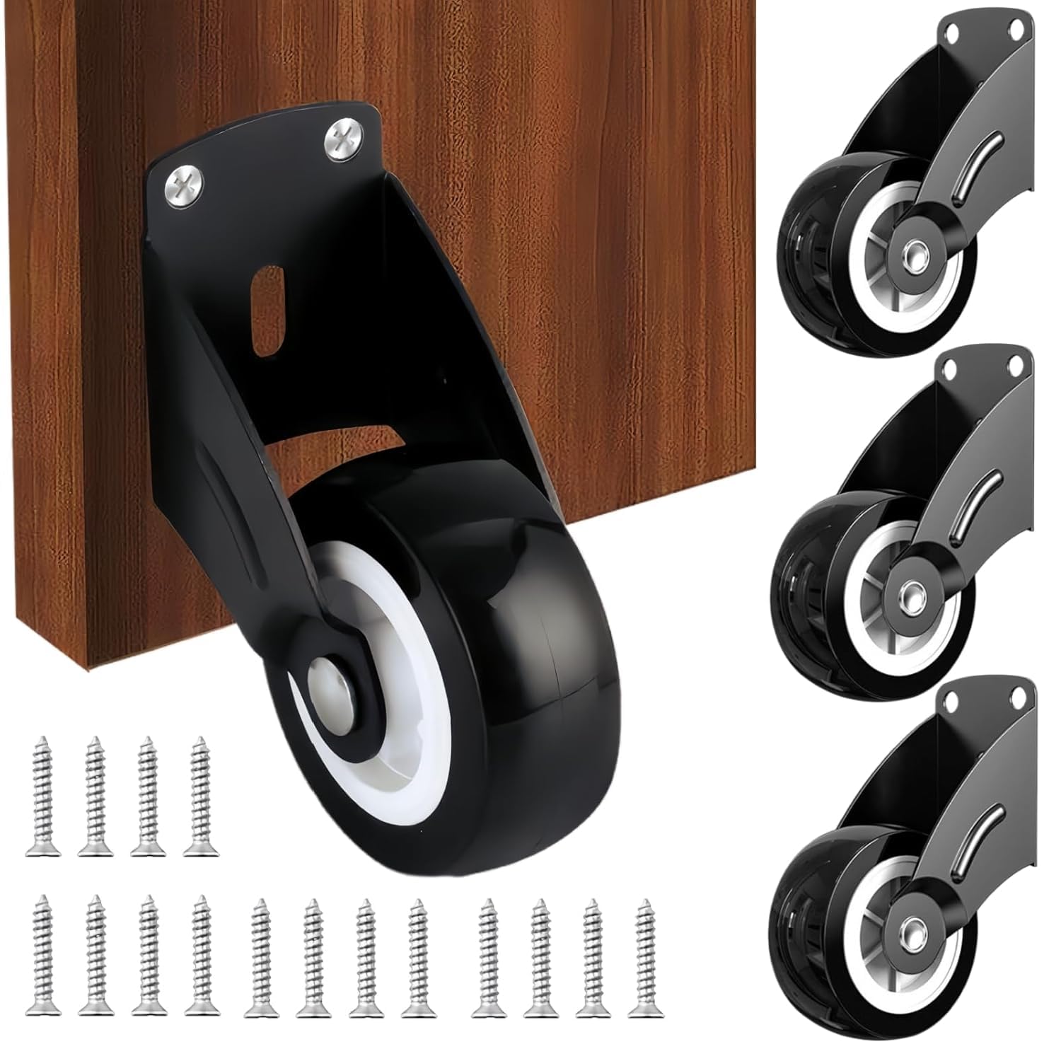 Rigid Caster Gate Wheels for Sagging Wooden Doors with 2.36 in Alloy Axles | Smooth Sliding
