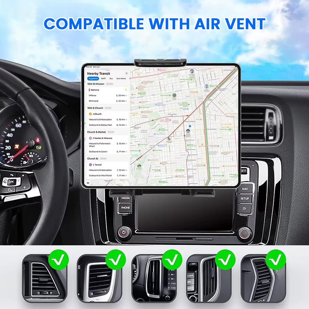STHIRA Car Phone Holder for Air Vent with 360° Rotation and Screw Grip | Fits 4–11 in Devices