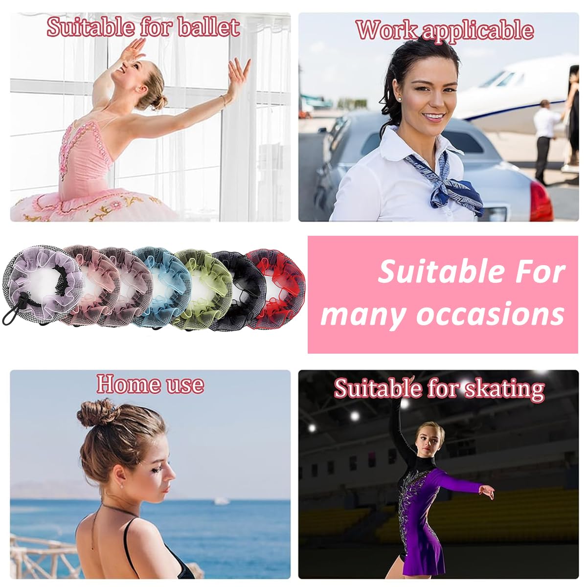 MAYCREATE Hair Bun Net Bow Hair Clip for Women with Alloy Spring Clip Mesh | Red Snood Cover for Work and Dance