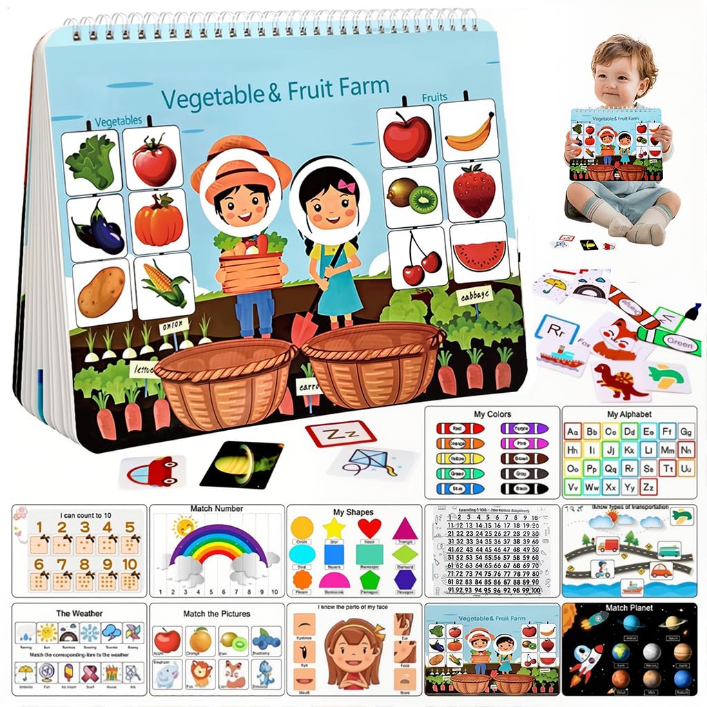 SNOWIE SOFT Busy Board for Toddlers featuring 12 Montessori Themes and Sticker Activities | Educational Toy Book for Early Learning