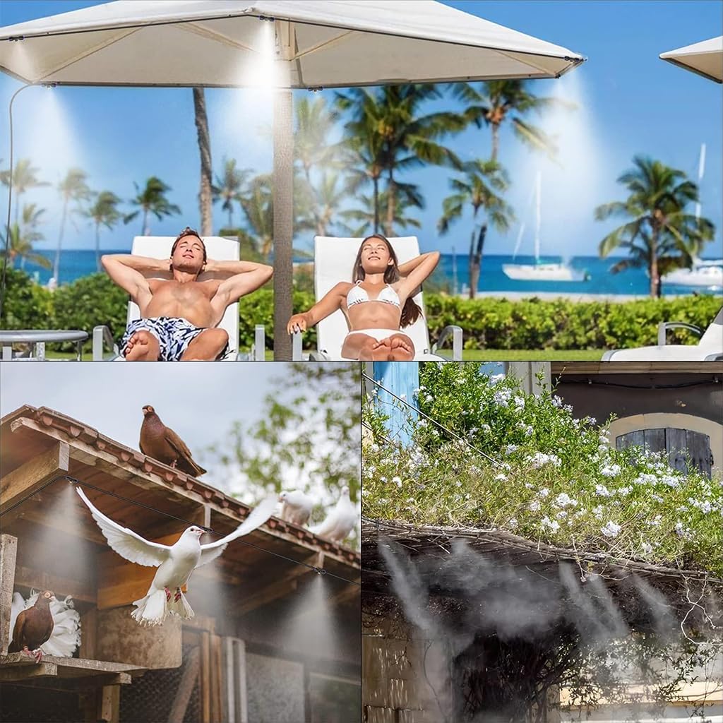 HASTHIP Cool Mist Spray System for Outdoor Cooling with 26ft Hose and Built in Water Filter | Patio and Garden Irrigation Kit