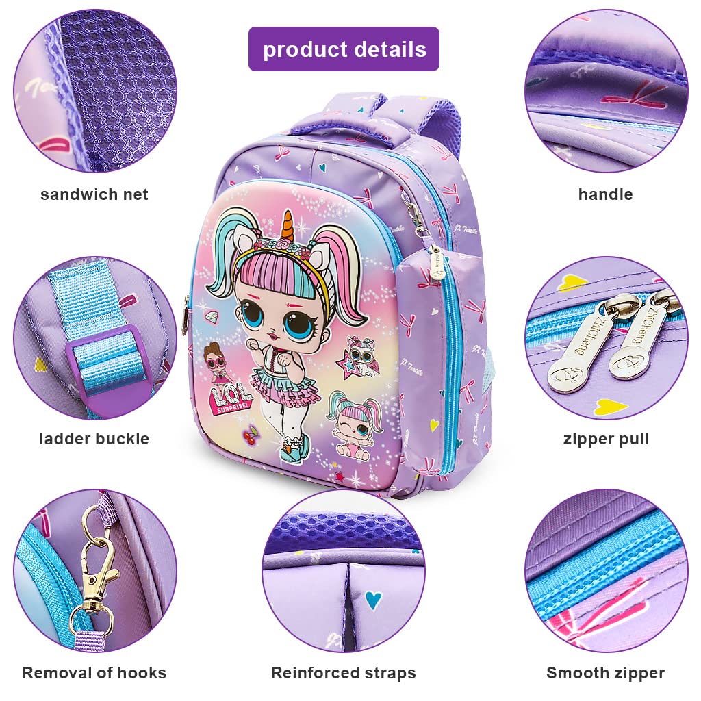 PALAY Small Backpack for Girls with 37×29×12cm Capacity and Ergonomic Padded Straps | Violet Waterproof School Bag with Pencil Case