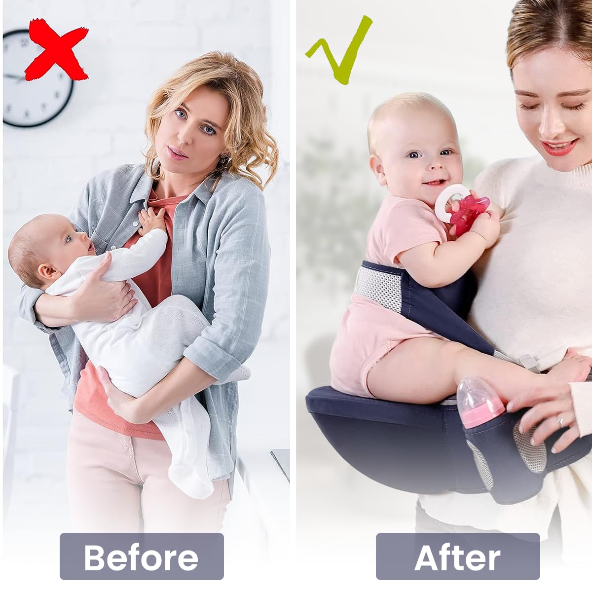 SNOWIE SOFT® Baby Carrier with Seat Belt and Storage Bag for Newborn to Toddler, Soft and Breathable Baby Carry Bags for 3-36 Months Baby, Under 25KG