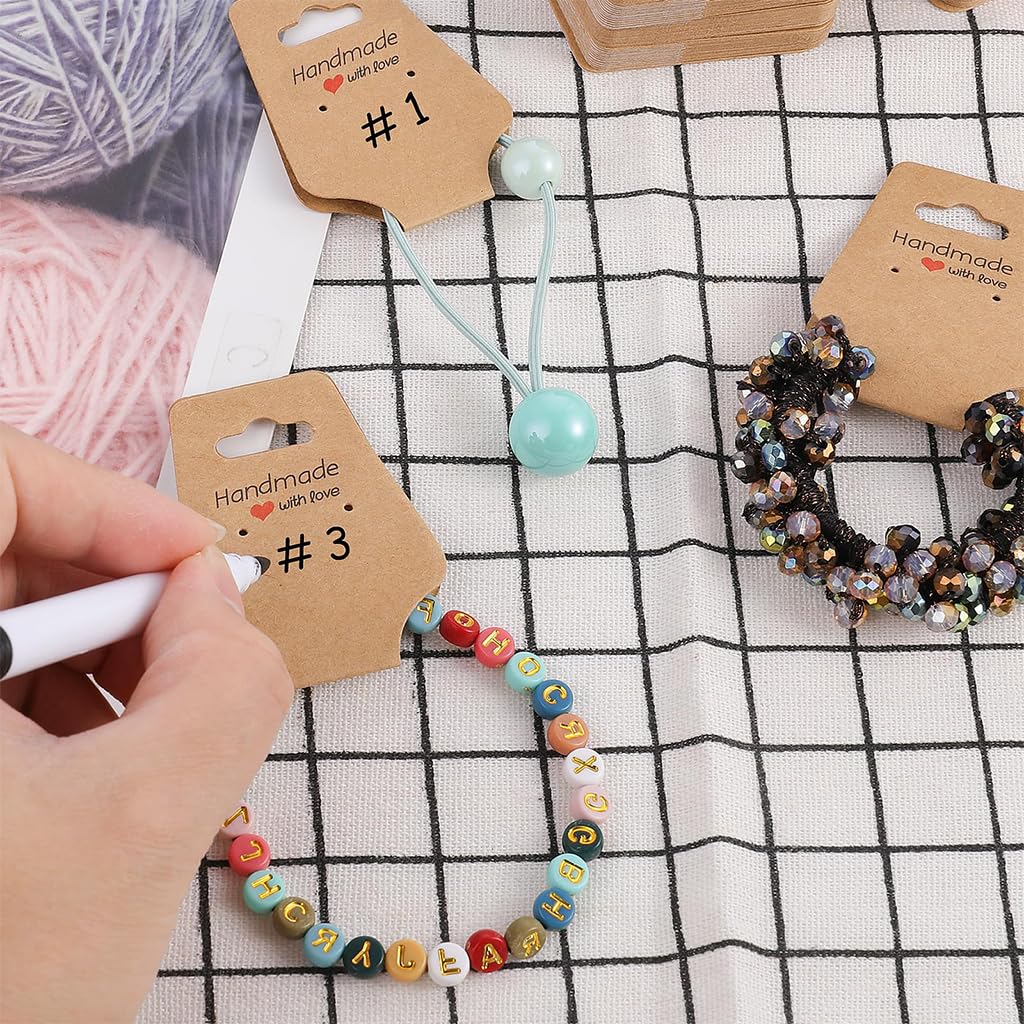 HASTHIP Paper Card Holder for Jewelry Display with Self Adhesive Closure 200Pcs Brown | Ideal for Handmade Necklace Bracelets and Scrunchies Packaging