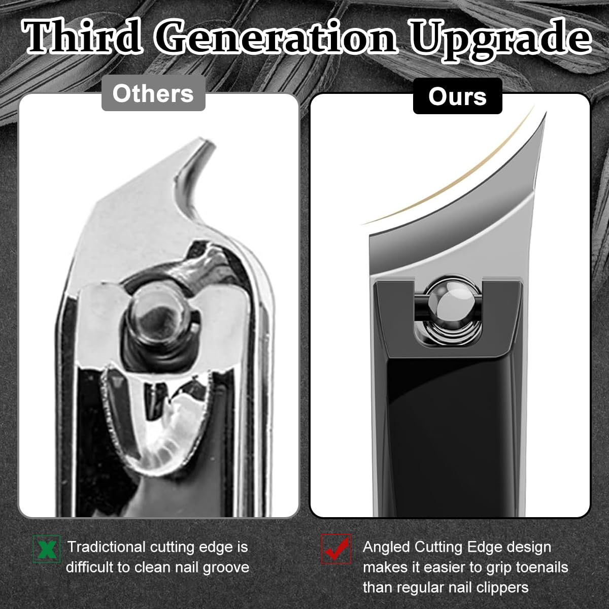 MAYCREATE Slanted Nail Clipper 2pcs Set for Fingernails and Toenails featuring Angled Head and Stainless Steel Design