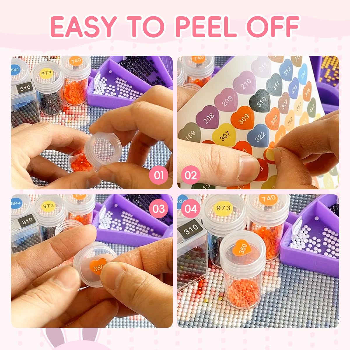 HASTHIP Diamond Painting Kit for DIY Art with 572 pcs Heart Stickers 30x40 cm | Wall Decor