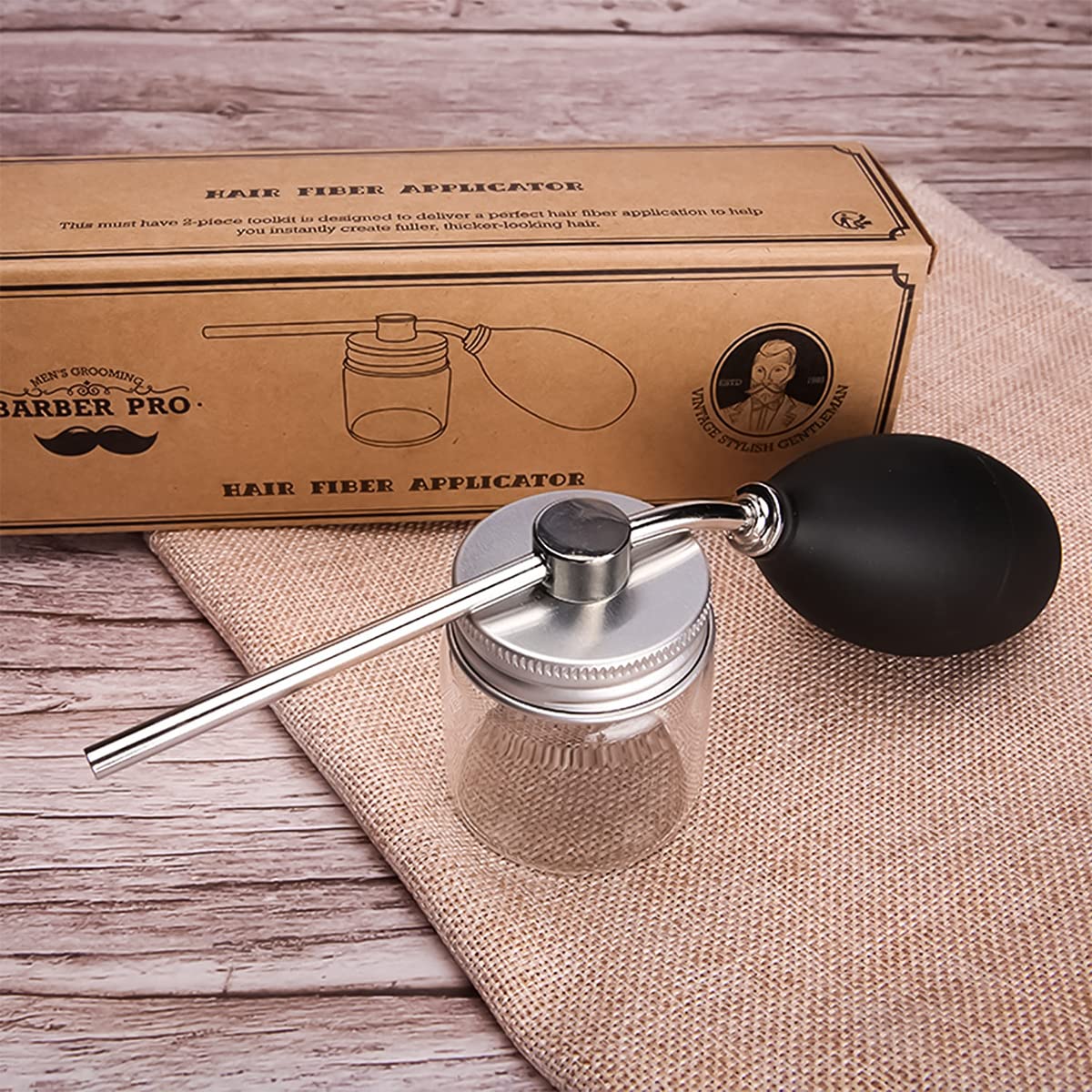 MAYCREATE Hair Building Fibers Spray Applicator for Thinning Hair with Glass Bottle and Metal Nozzle | Portable Refillable Pump