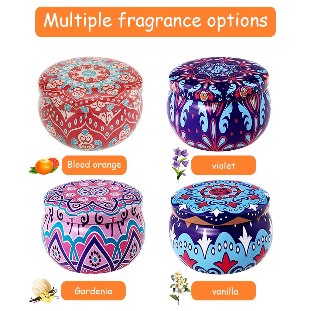 HASTHIP Scented Candles Gift Set for Home with 4×60 g Natural Scents & Tin Jars | Ideal Gifts