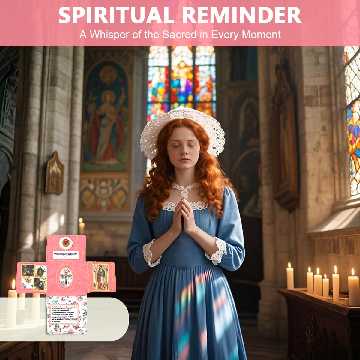 HASTHIP Prayer Quilt Pocket for Daily Devotions with Virgin Mary and Jesus Imagery | Portable Fabric Shrine for Christian Reflection