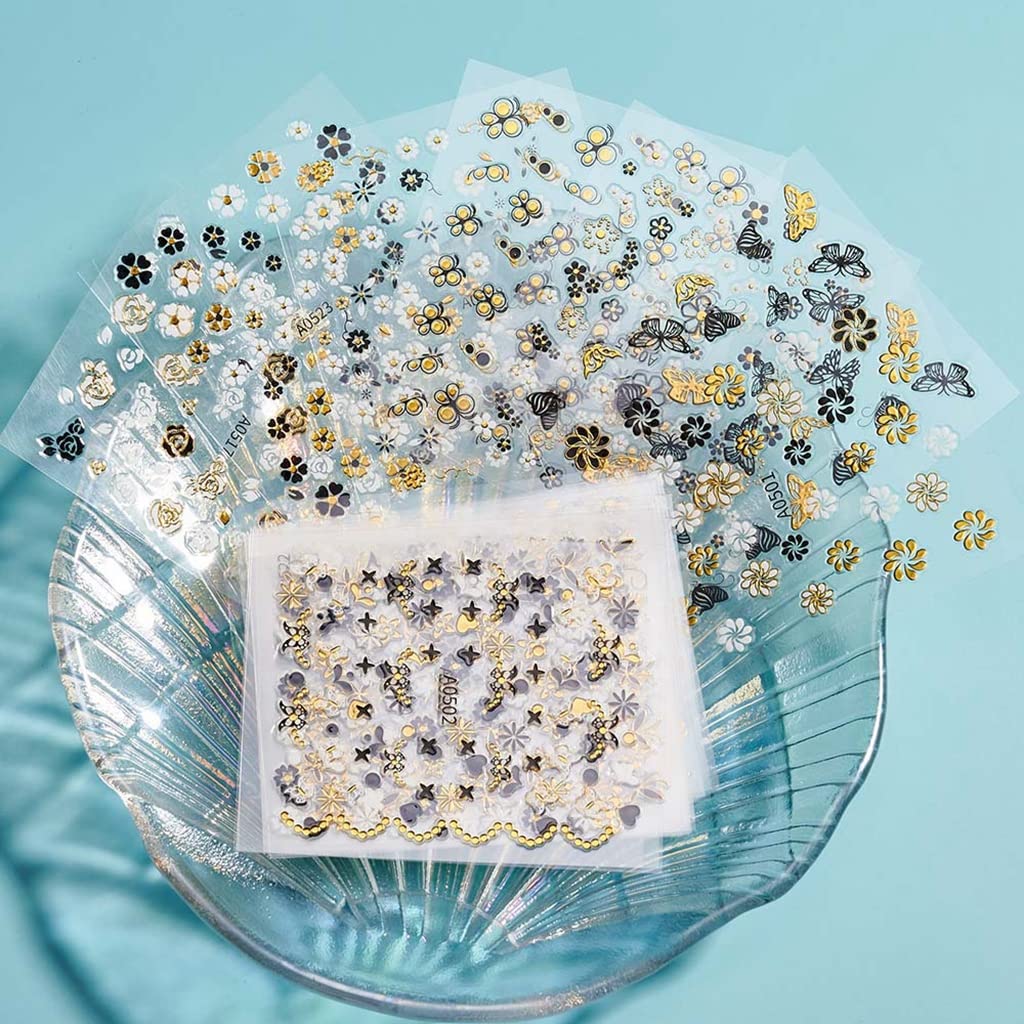 MAYCREATE 3D Nail Art Stickers for DIY Nail Design with Self Adhesive Sheets | 30 Sheets