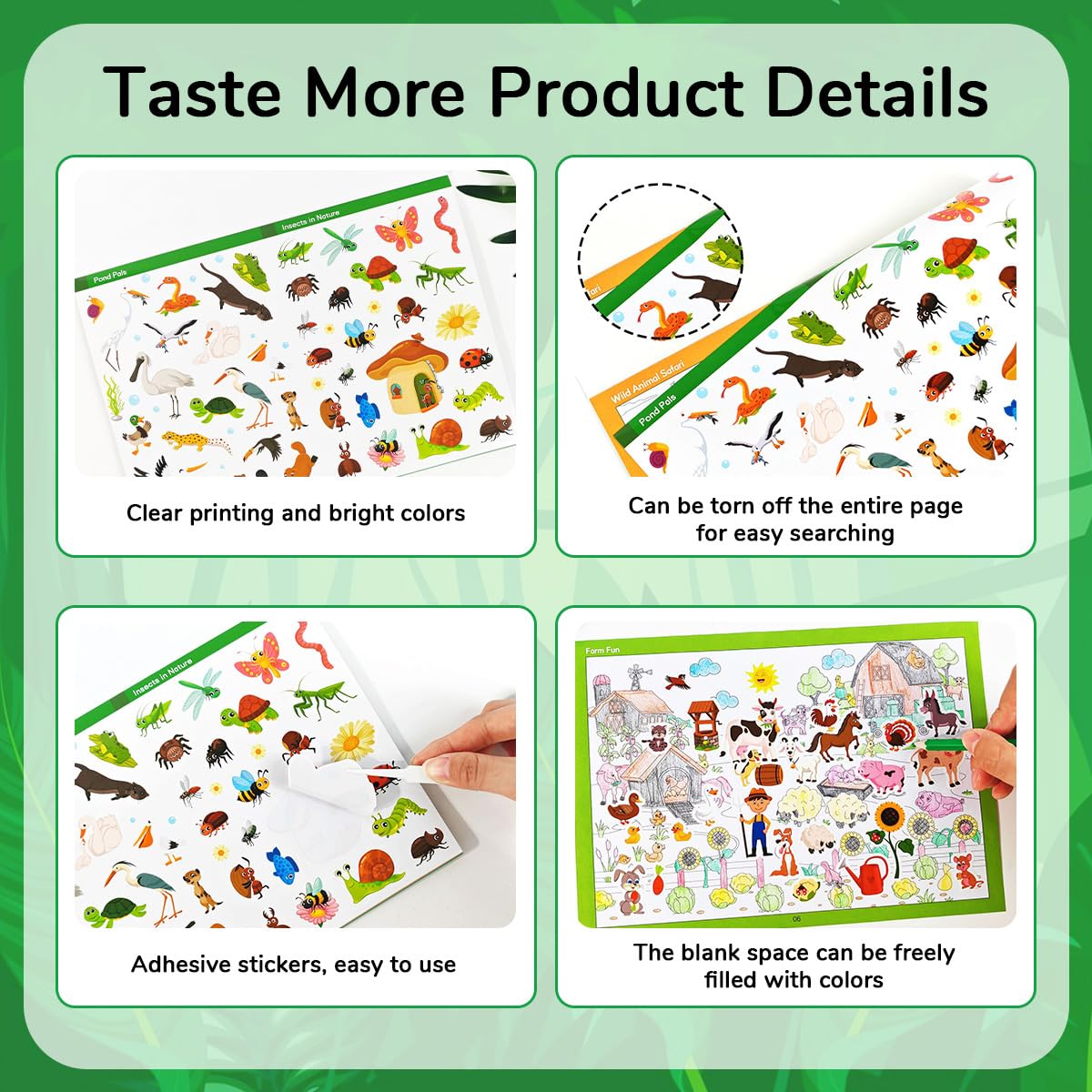 PATPAT Cartoon Jungle Animal Sticker Book for Kids with Seek and Find Pages | Educational Fun