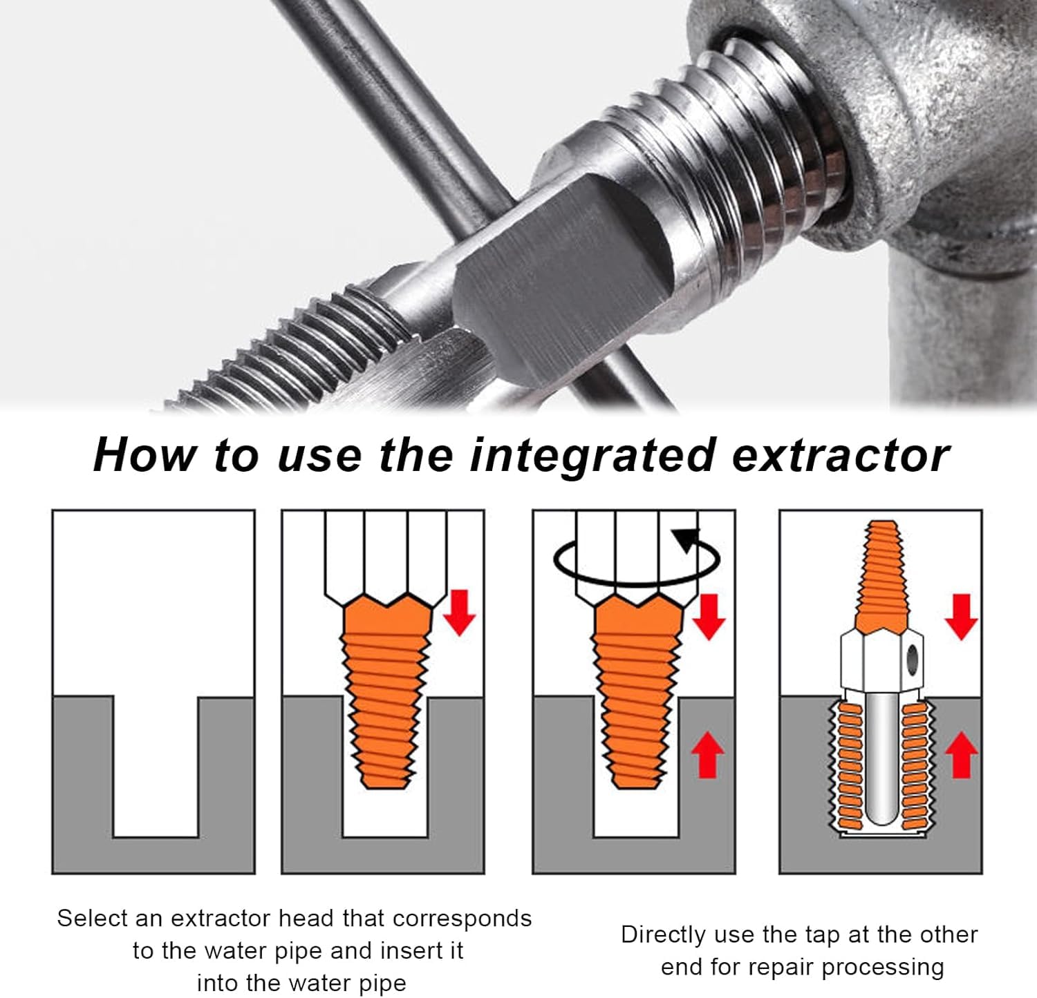 Serplex Pipe Extractor Tool Kit for Home Plumbing Repairs with Double Head Design 3 PCS